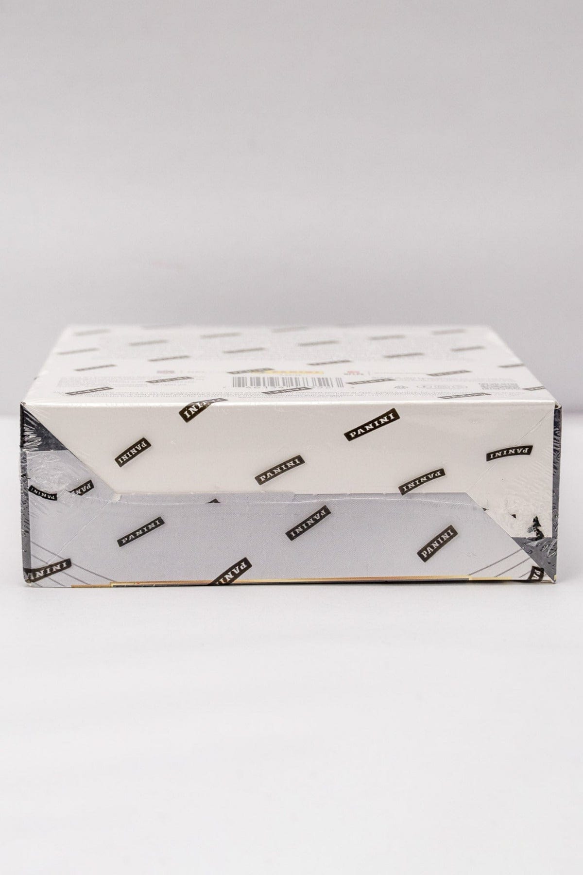 Bottom of a factory sealed Panini Sports Card box.