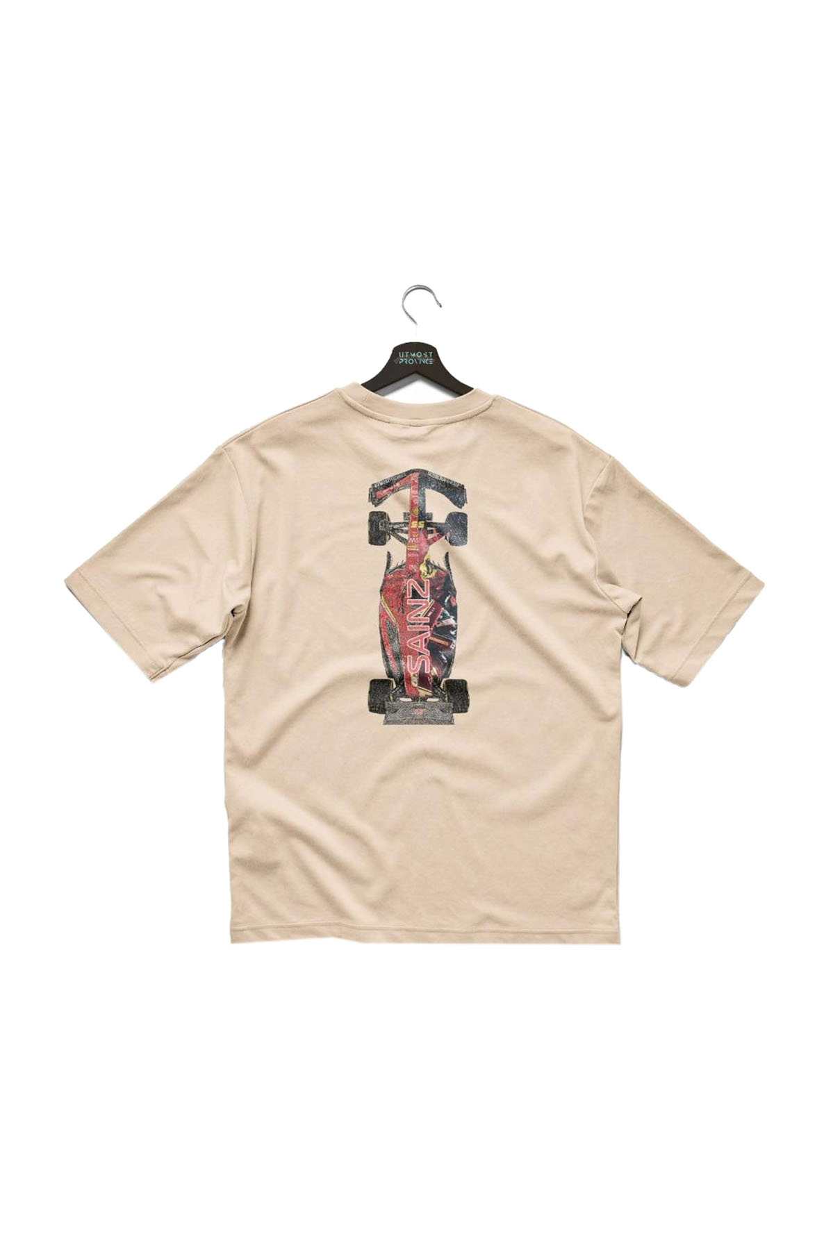 Carlos Sainz Ferrari F1 Race Car T Shirt Ivory
