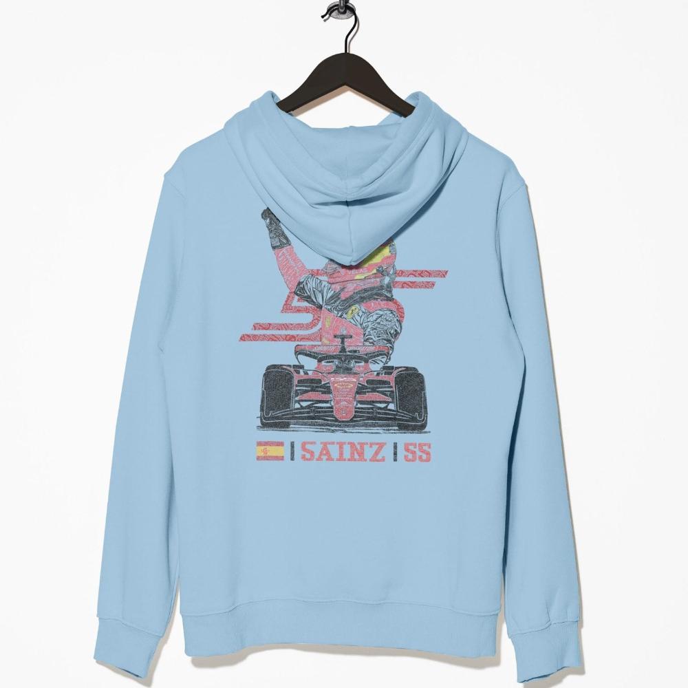 Carlos Sainz Hoodie Ferrari F1 Merch Light Blue