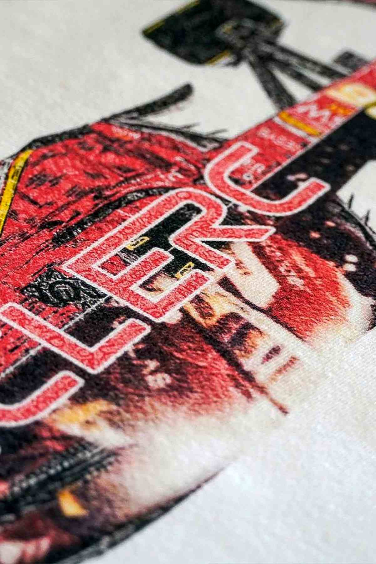 Utmost Province Charles Leclerc F1 shirt, close up image of the graphic design details on the back of the F1 shirt.