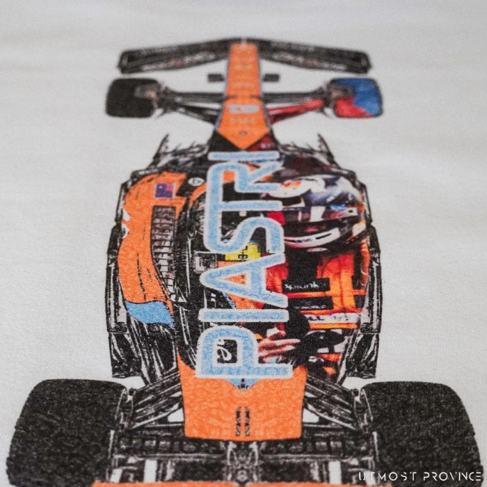 Custom McLaren F1 shirt inspired by F1 driver, Oscar Piastri, by Utmost Province®.