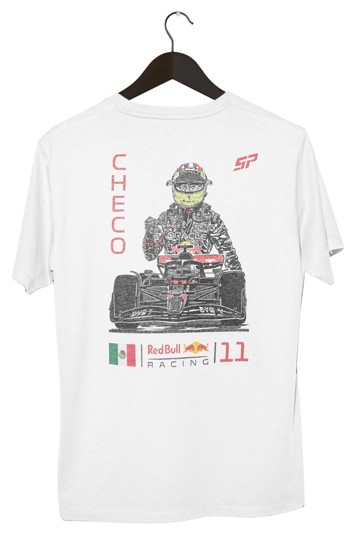 Back of Utmost Province custom F1 Red Bull Racing t shirt inspired by Checo Perez.