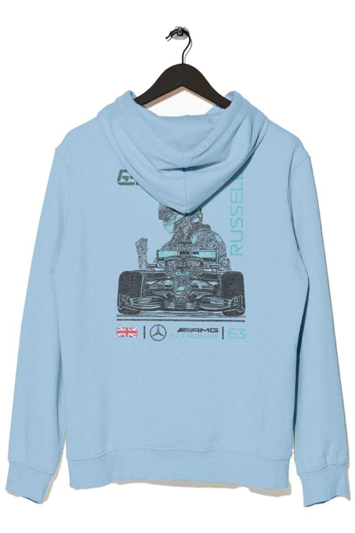 George Russell F1 Mercedes Hoodie Light Blue