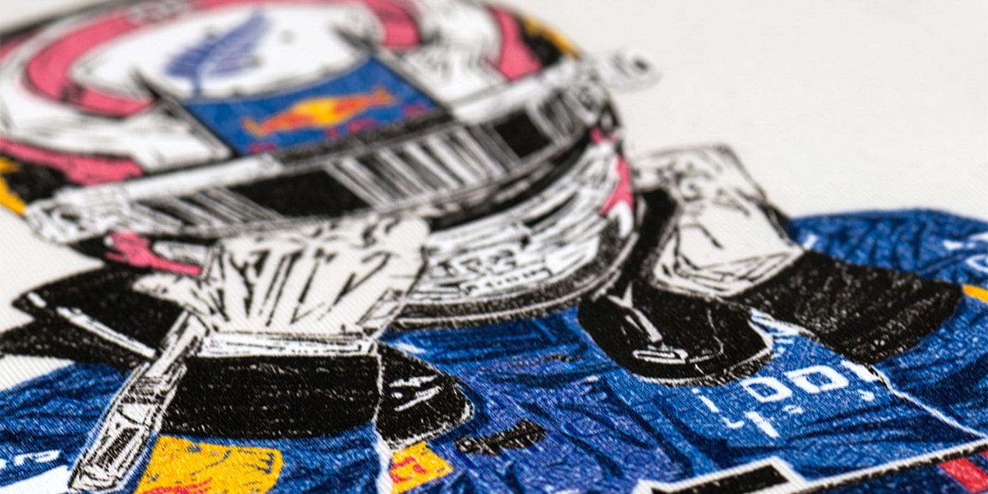 Close up of an exclusive Utmost Province graphic design printed DTG on the back of a Comfort Colors shirt.