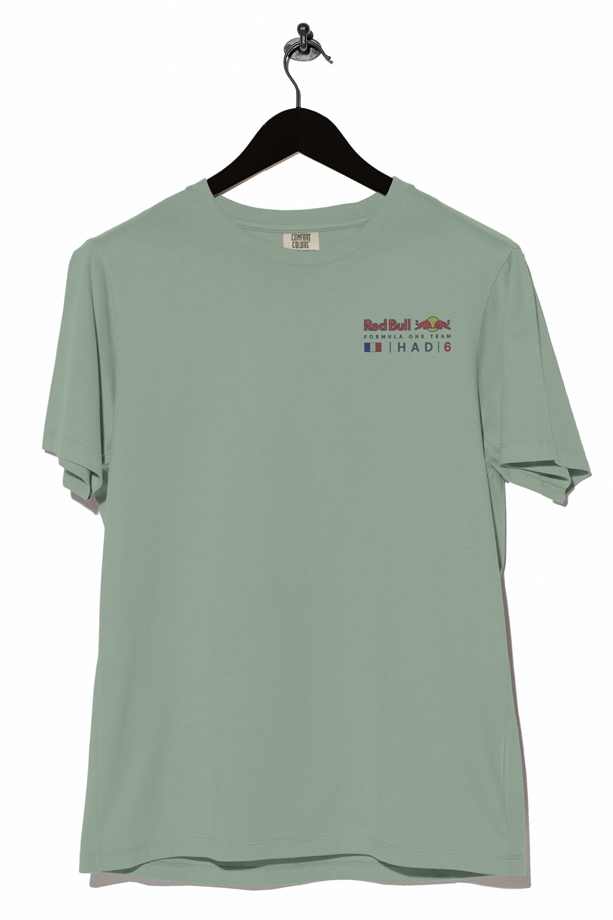 Front view of Utmost Province custom Red Bull Racing t shirt, on a bay Comfort Colors tee.