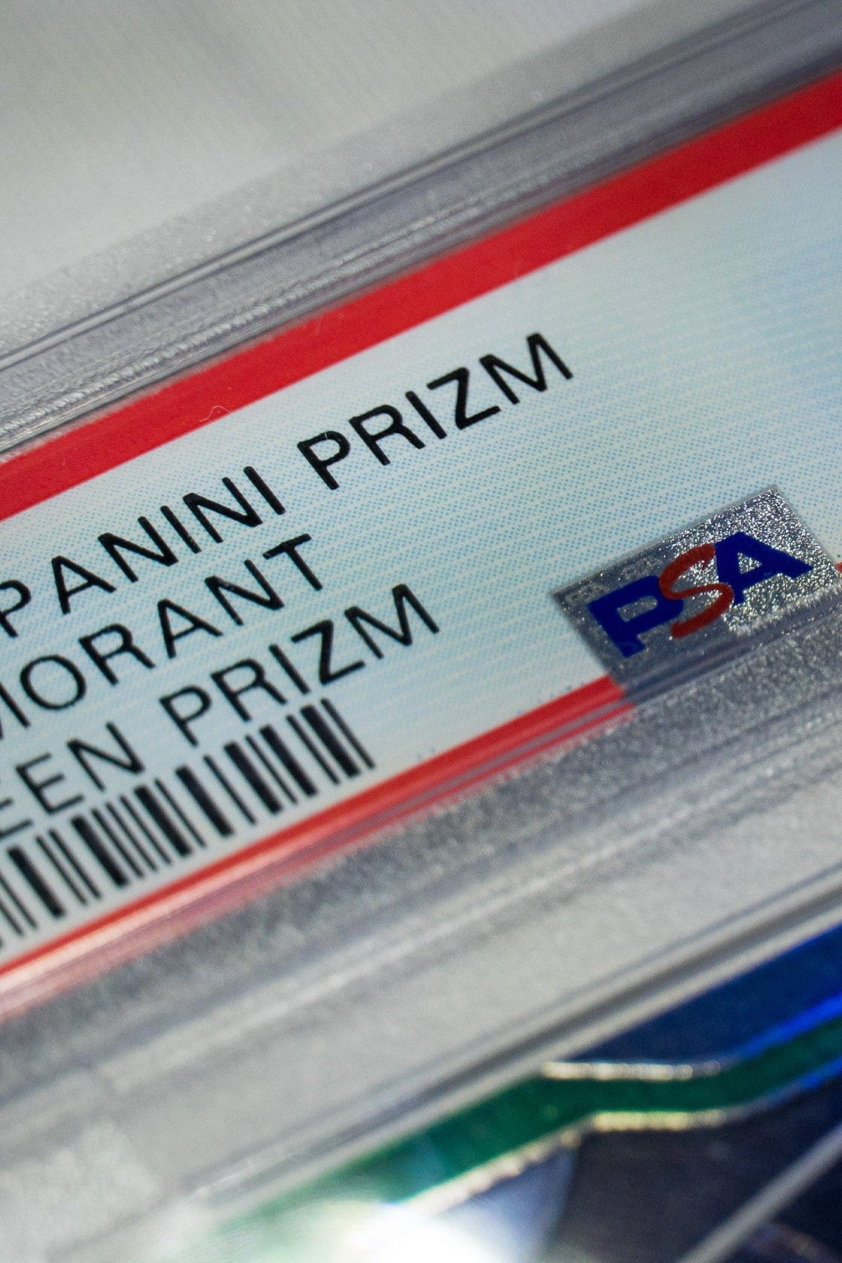 Close up of PSA authenticity marks on the front.