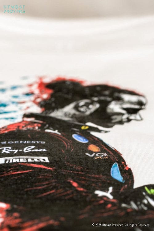 Custom Lewis Hamilton Ferrari Inspired F1 shirt, showcasing the details of the design on the back of Utmost Province's Formula One-Inspired graphic tee.
