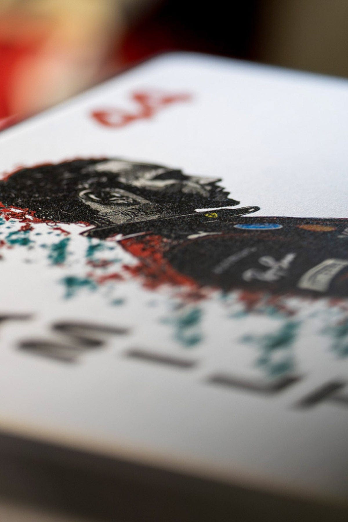 Close up of Utmost Province's custom Lewis Hamilton Ferrari Graphic tee, highlighting the details of the graphic design on the back.