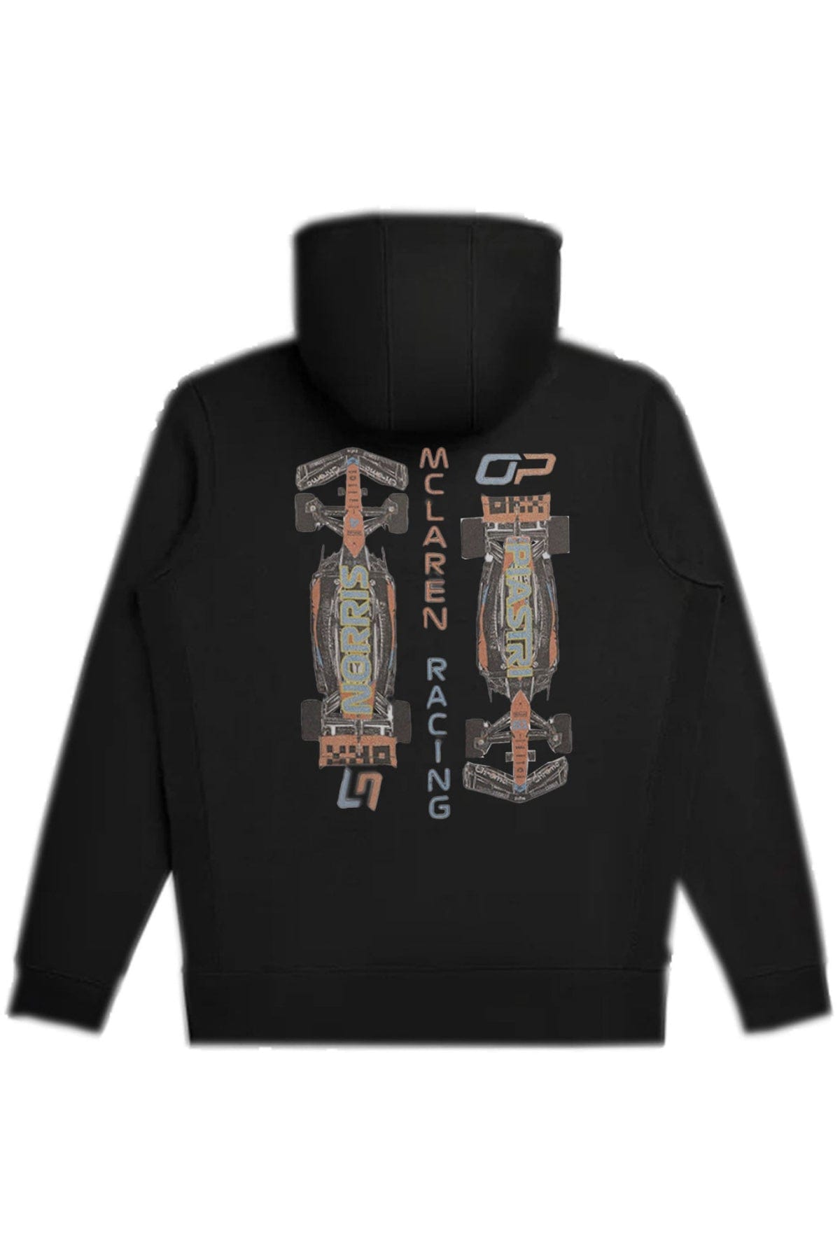 Back of a custom Mclaren hoodie, featuring Utmost Province's graphic design.