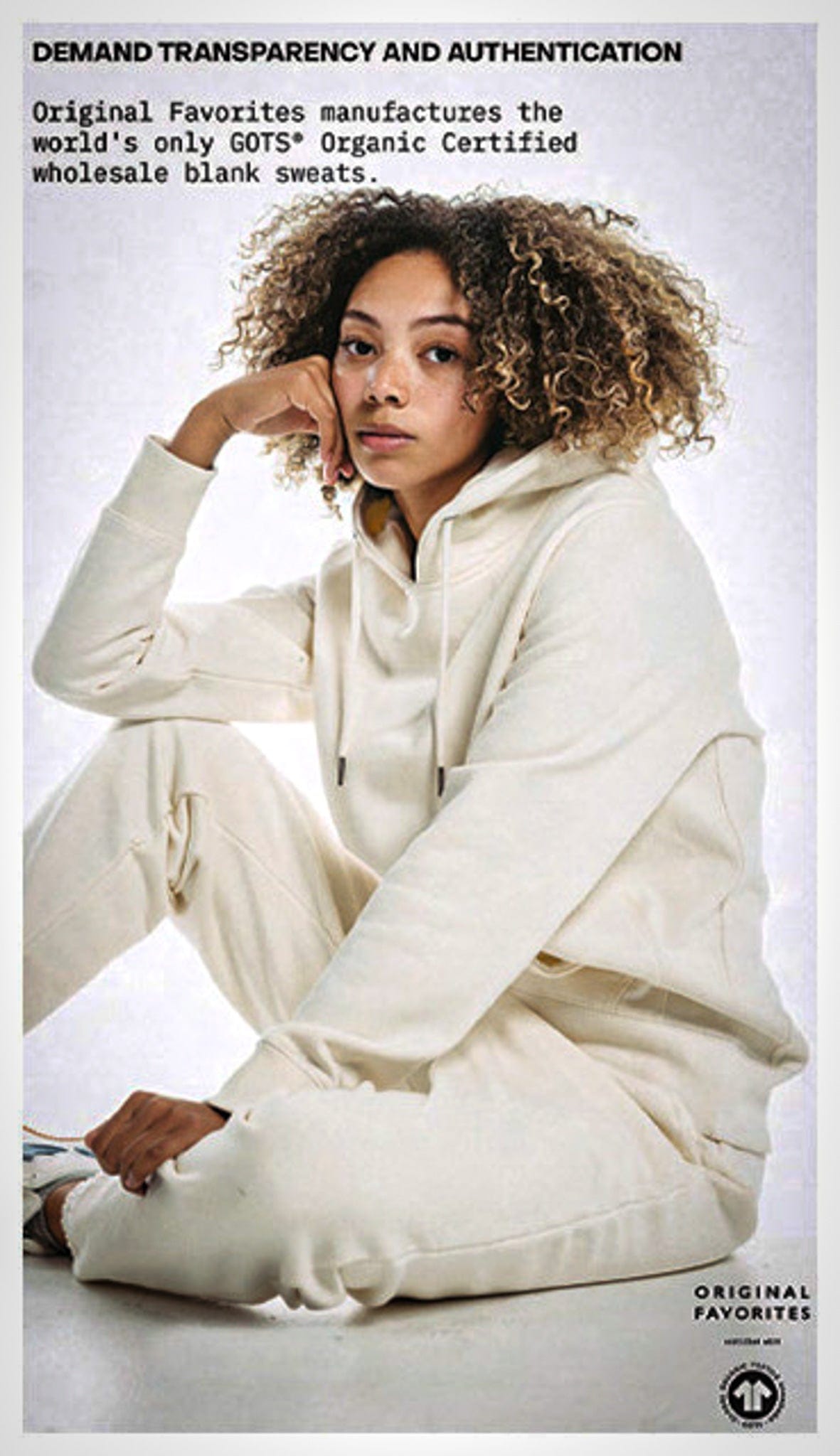 Model wearing a Original Favorites Heavyweight Organic Cotton hoodie.