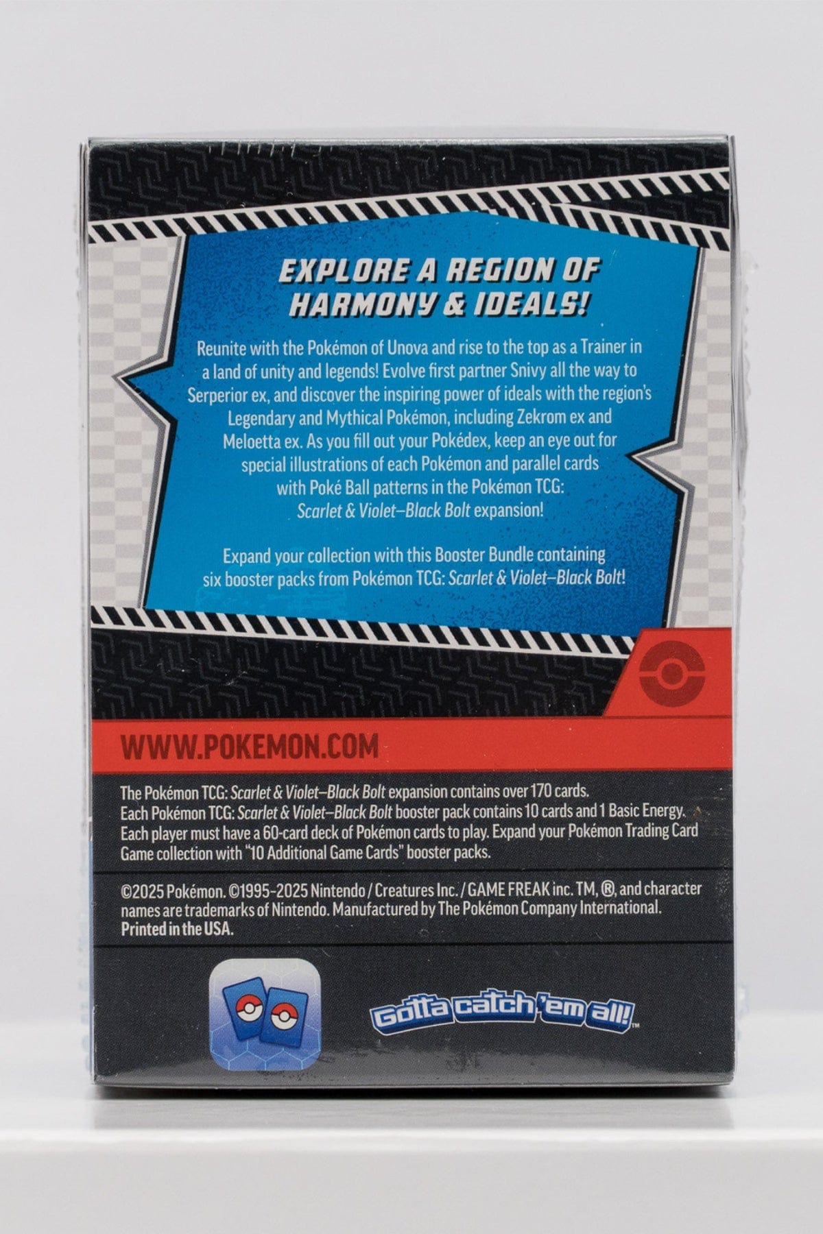 Pokémon trading card game booster pack back view with text and logo