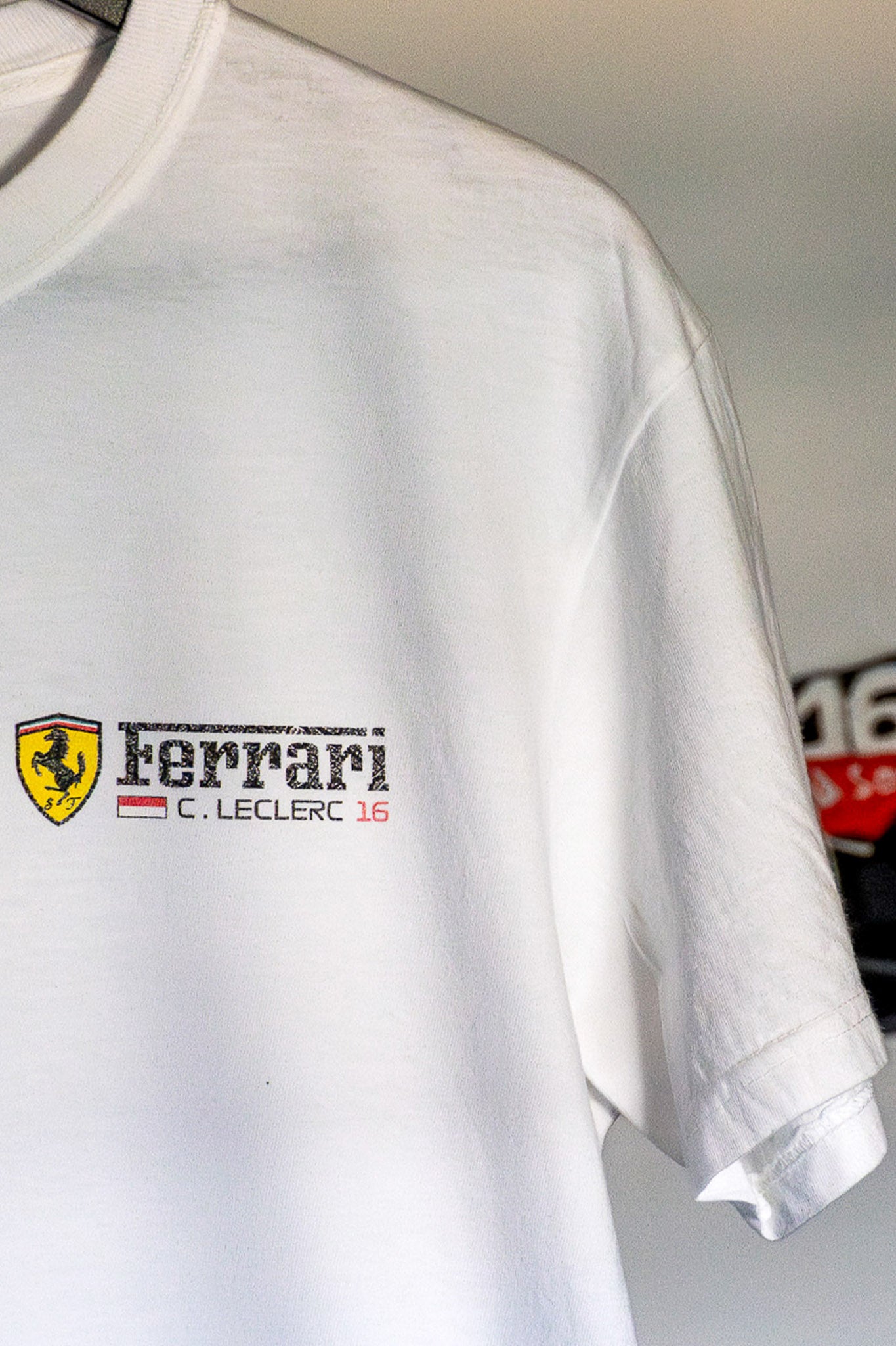 Short 2-3 second clip of Utmost Province revealing their custom Charles Leclerc Ferrari F1 graphic tee.