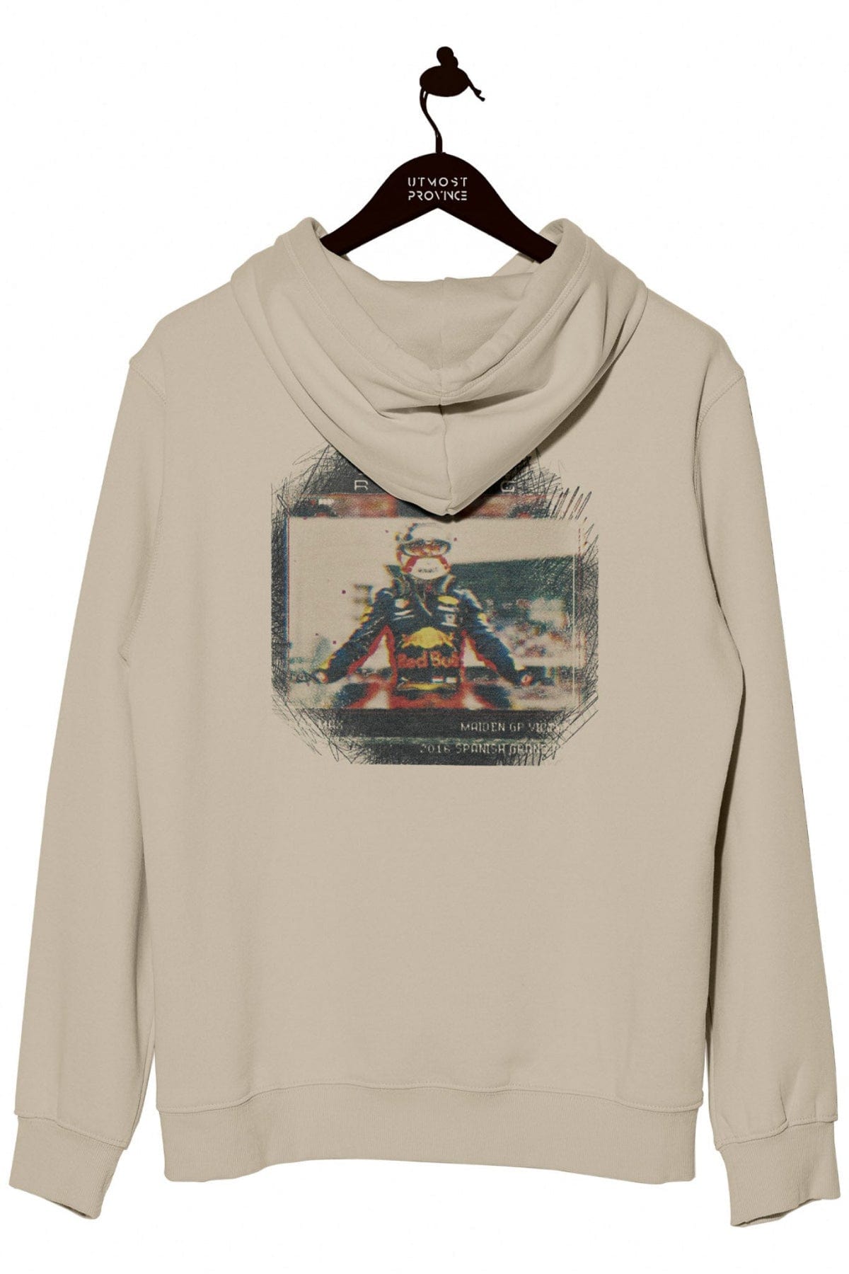Back of a beige Utmost Province Red Bull F1 Hoodie.