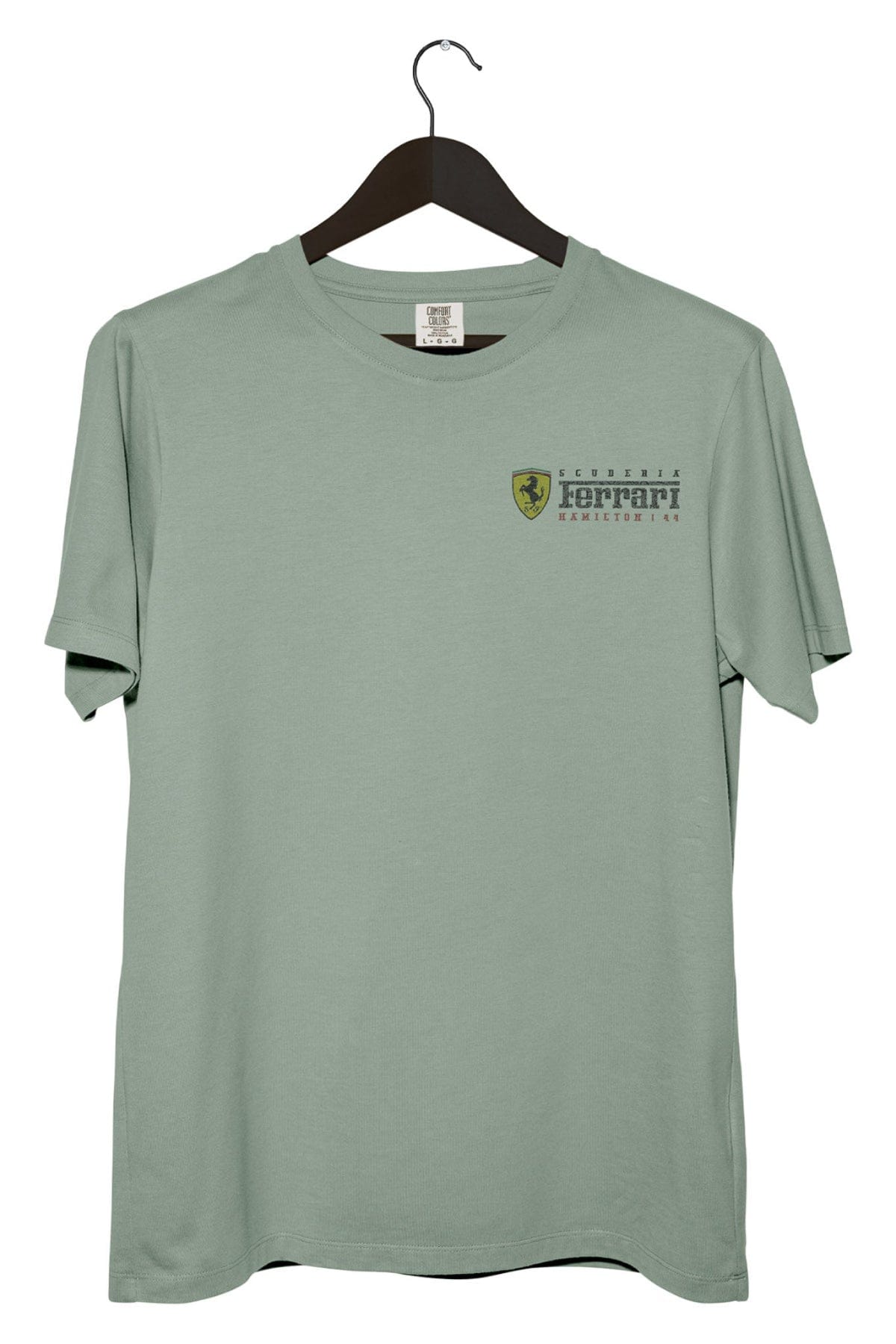 Bay Comfort Colors t-shirt featuring a custom Ferrari logo on the front.