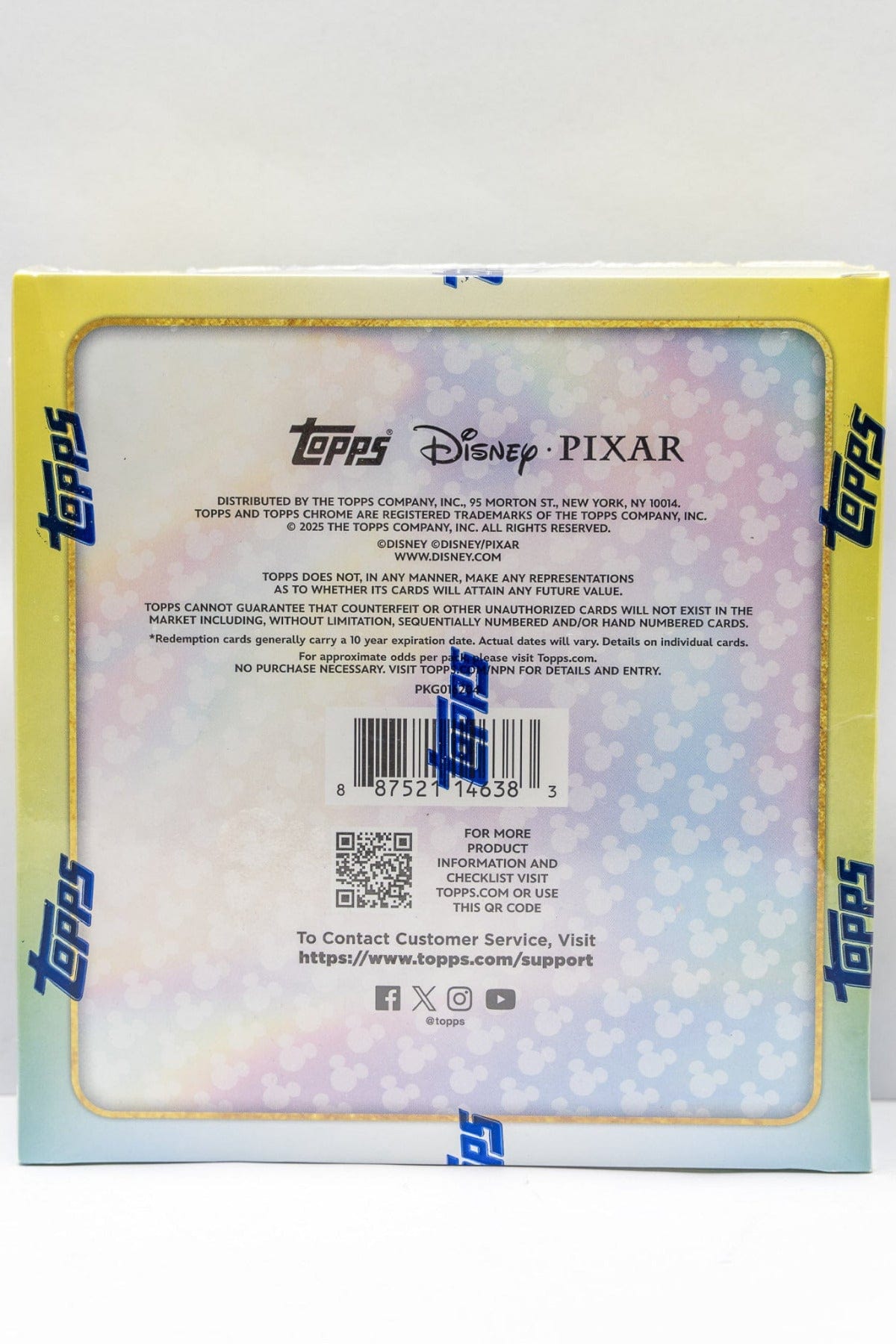 Back of a Topps Chrome Disney Mega Box.