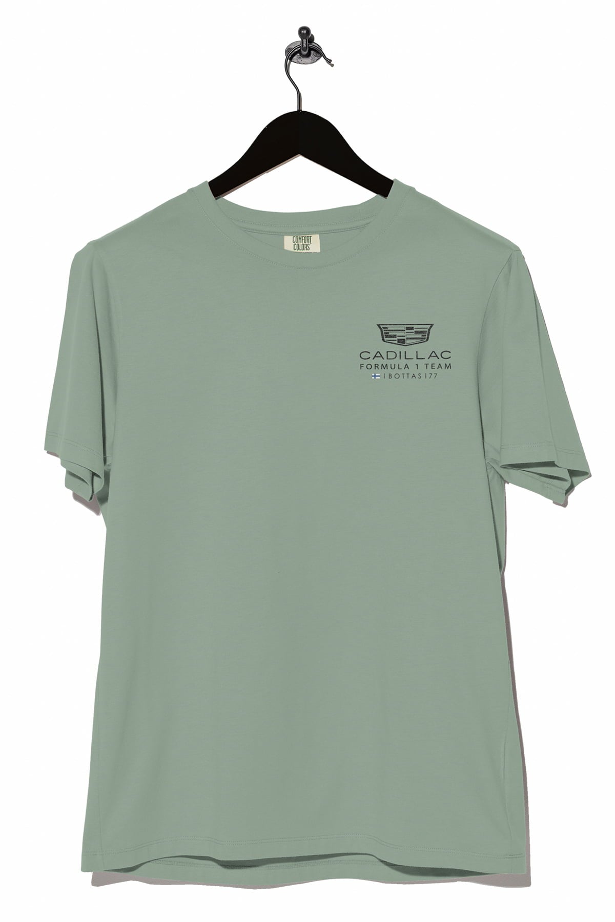 Front of of Utmost Province Valtteri Bottas inspired graphic tee, showcasing the design on a bay Comfort Colors shirt.