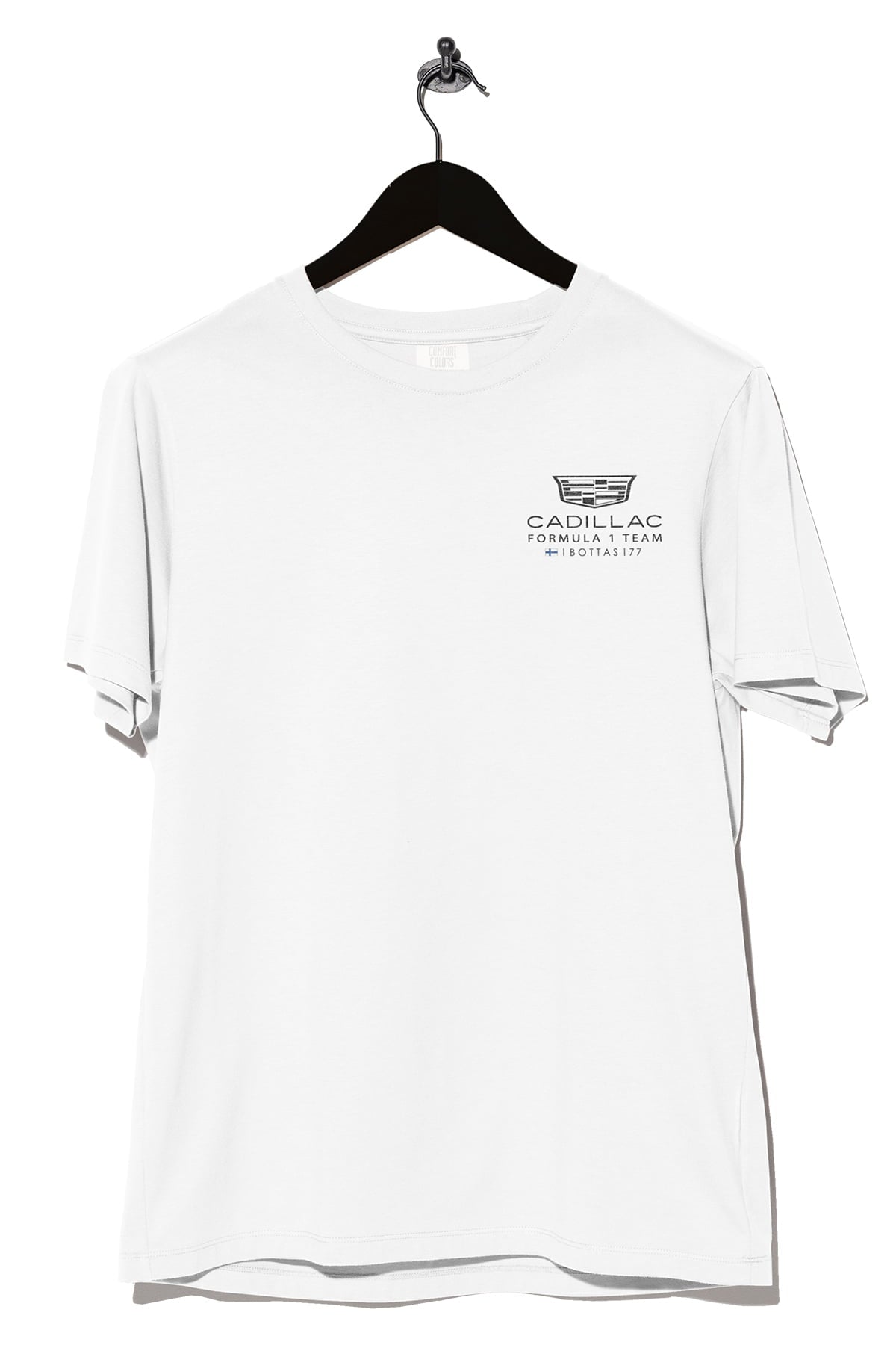 Front of of Utmost Province Valtteri Bottas inspired graphic tee, showcasing the design on a white Comfort Colors shirt.