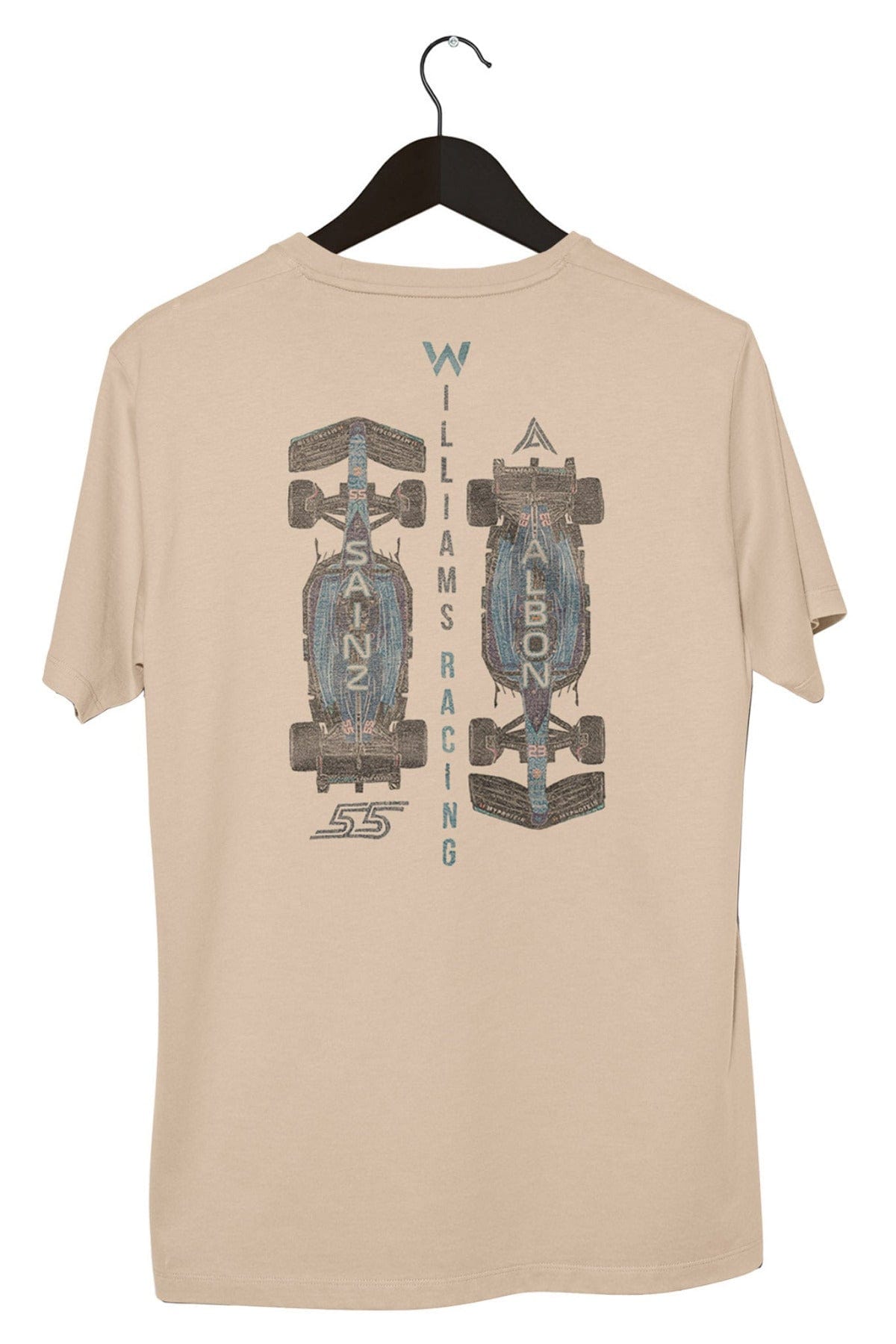 Back of a Ivory colors F1 t-shirt, featuring Utmost Province Williams F1 graphic design.