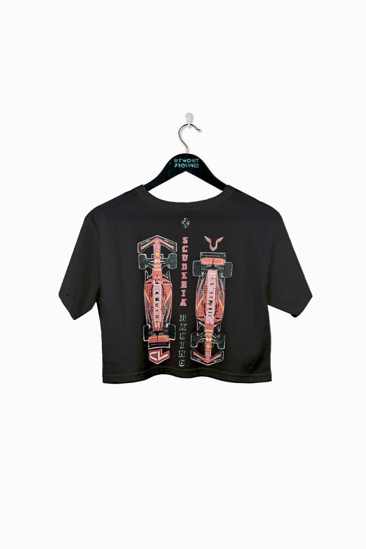 Custom Ferrari Crop Top Shirt Black