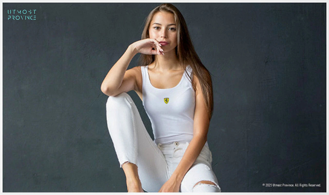 Model wearing a womens tank top from Utmost Province's Women's Tank Tops collection.