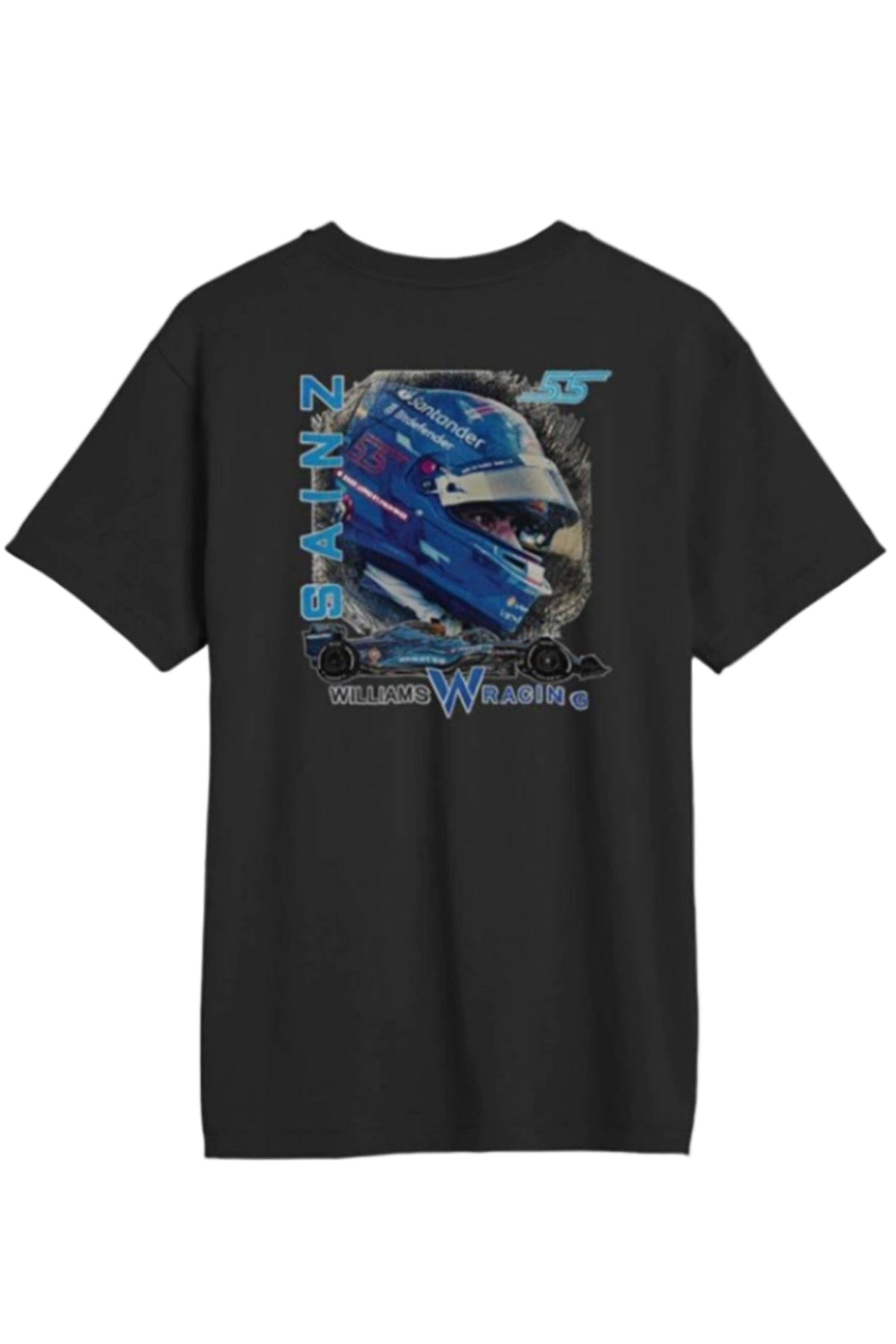 Carlos Sainz T Shirt – Williams Racing retro graphic tee in 100% Supima Cotton, Black.