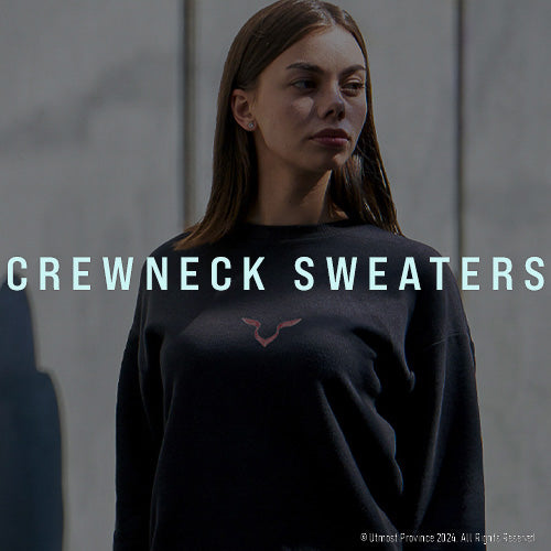 Crewneck Sweatshirts collection icon for Utmost Province's F1 sweatshirts collection, presented by a Formula 1 fan wearing a custom crewneck sweater, handmade by Utmost Province.