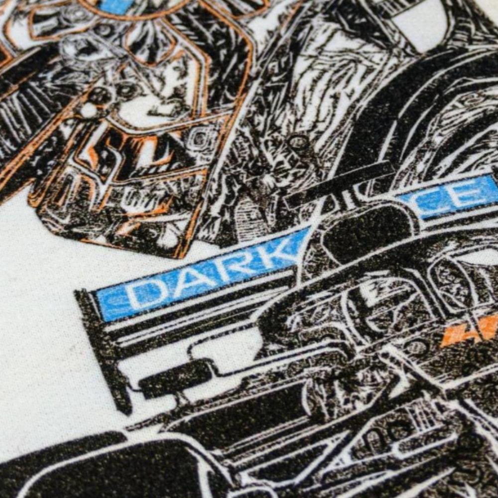 Close-up image of Utmost Province's custom Lando Norris t-shirt, highlight the fine details of the unisex graphic tee.