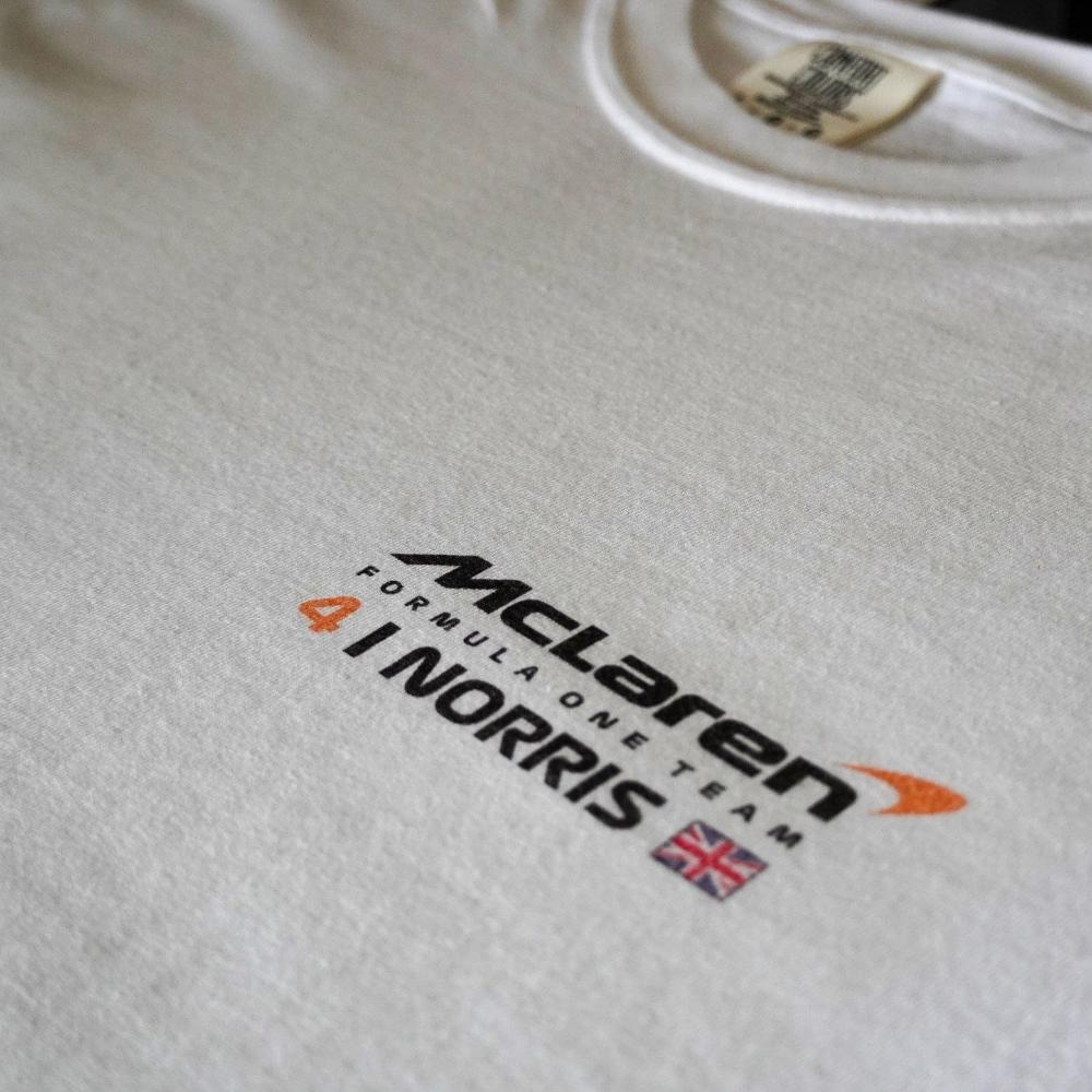 Front of Utmost Province's custom Mclaren F1-inspired t shirt. 