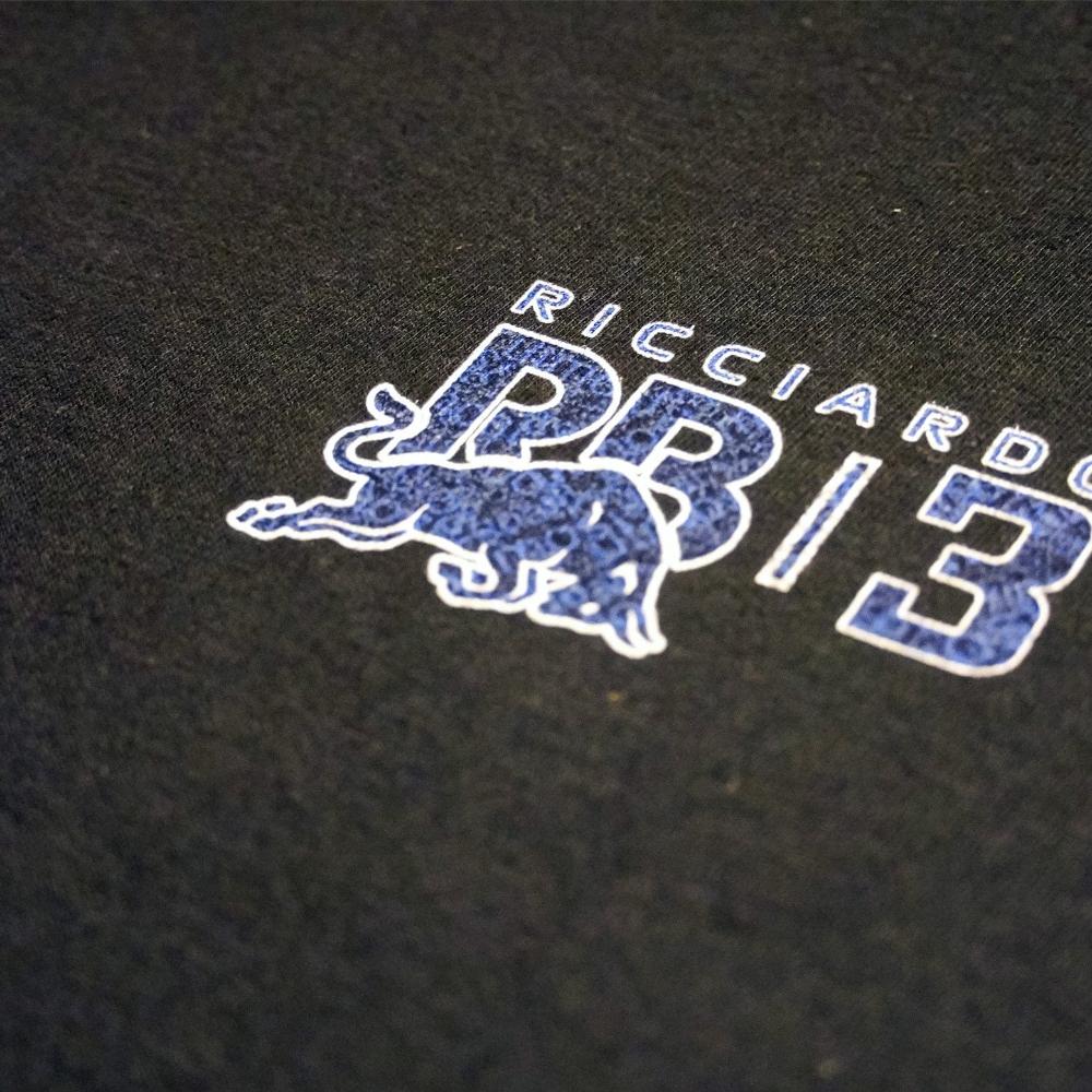 Close up image of the front of Utmost Province's custom F1 racing hoodie.