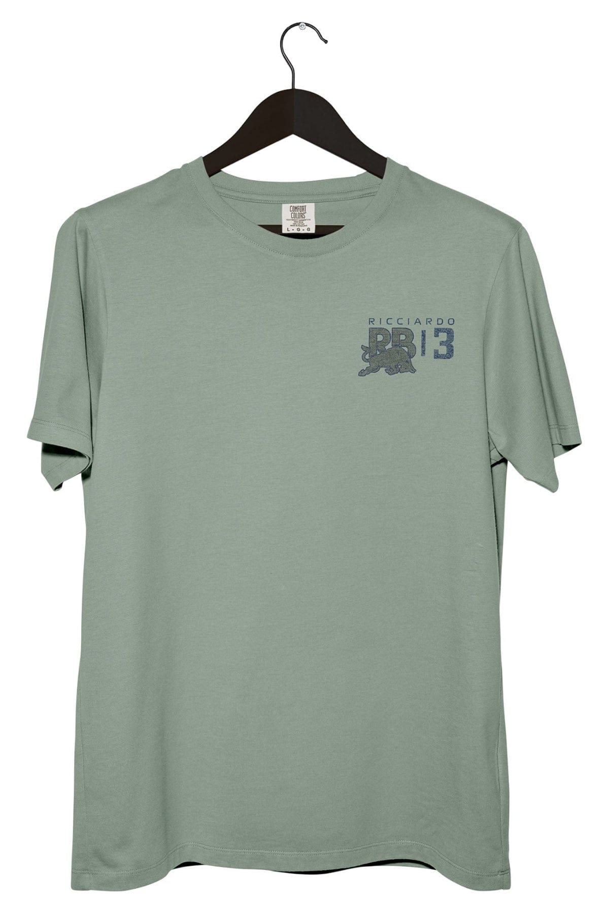 Front of a Bay Comfort Colors shirt with Utmost Province custom Racing Bulls graphic design on the front.