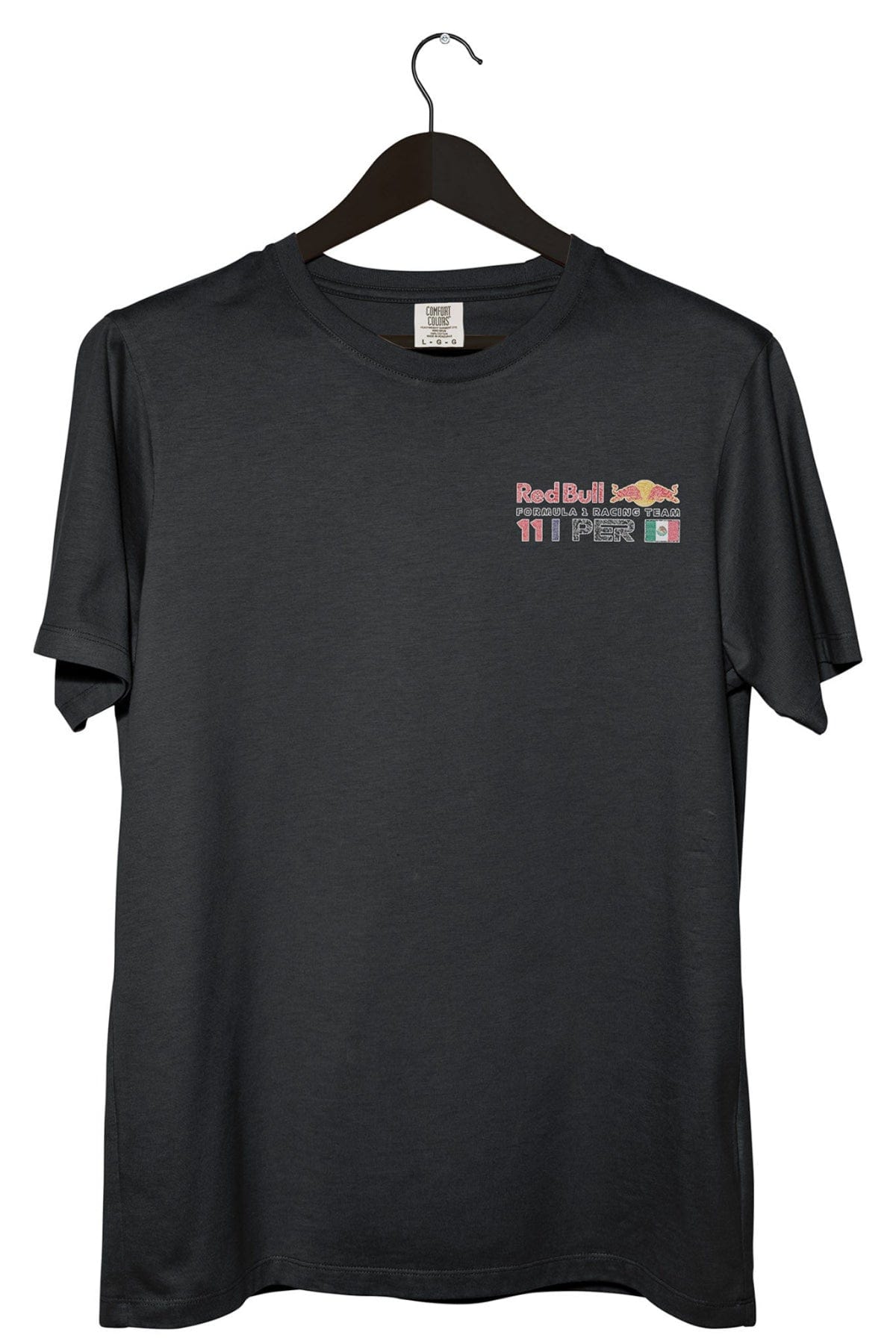 Front of a black custom Checo Perez shirt designed by Utmost Province.