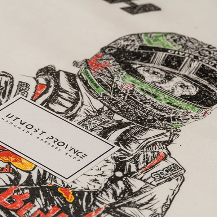 Back of Isack Hadjar inspired graphic tee, highlighting the unique design by Utmost Province.
