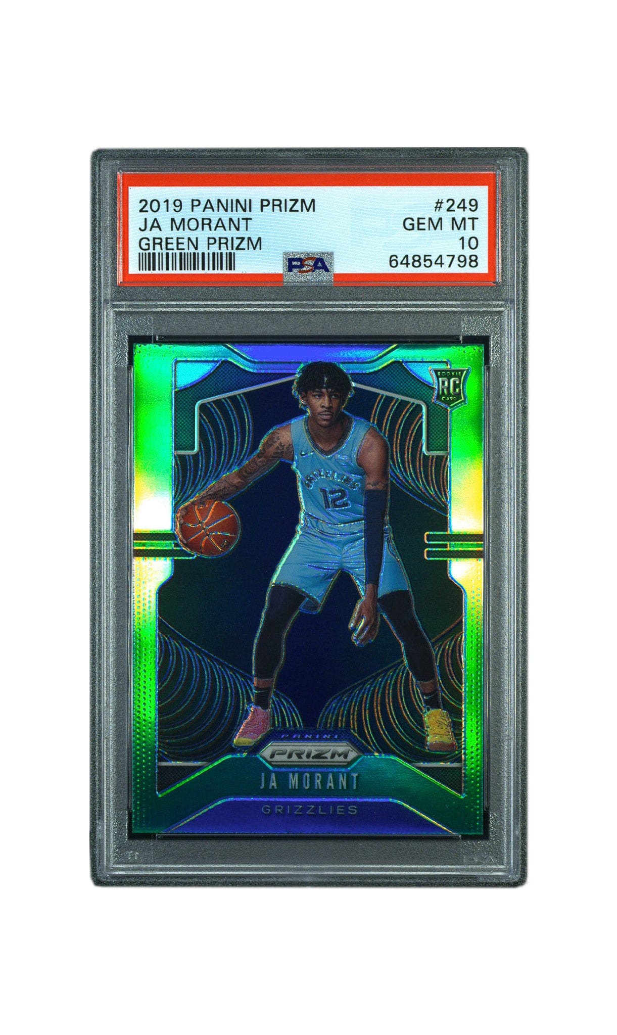 2019 Panini Prizm #249 Ja Morant Green Prizm Rookie Card PSA 10