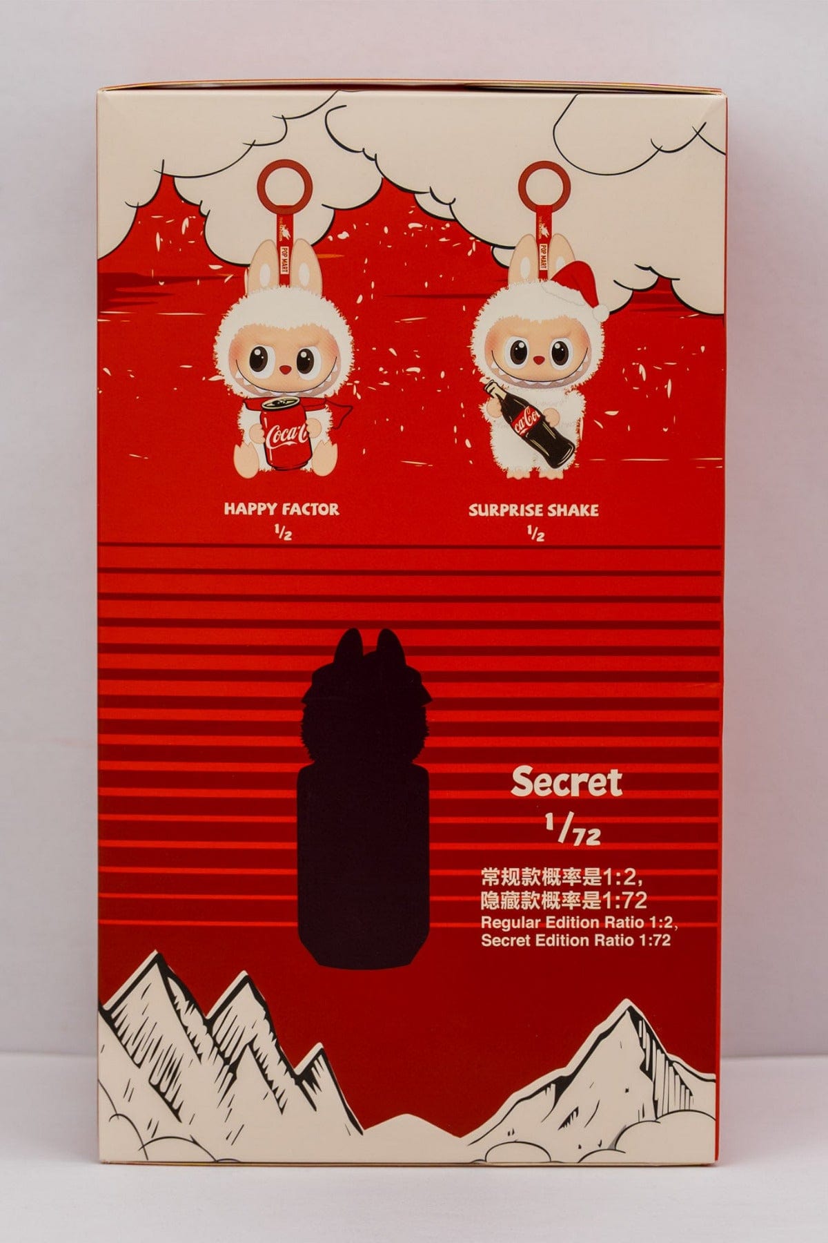 Side of an authentic Pop Mart Labubu blind box, showing the chances of getting a secret id.