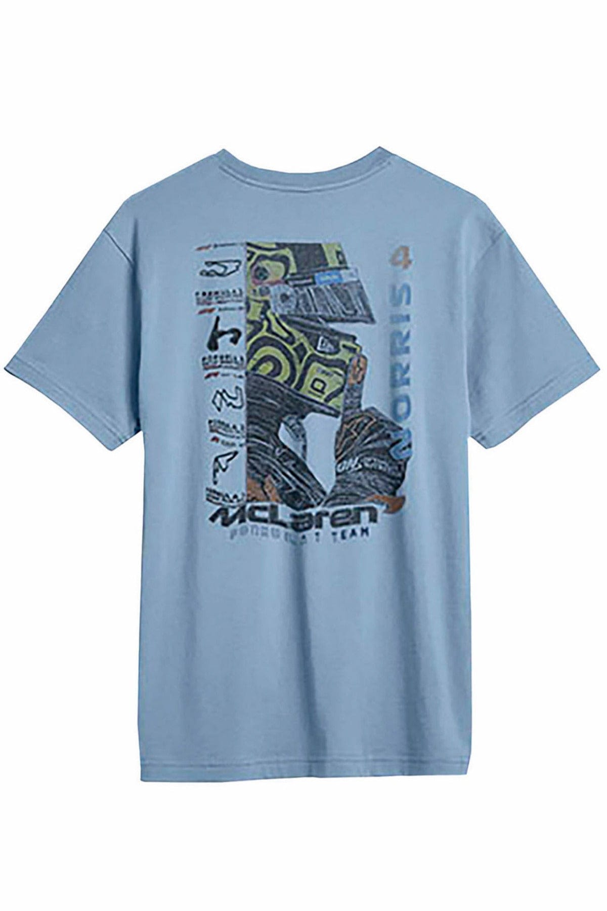 Back of a Supima Cotton t shirt featuring Utmost Province custom Lando Norris graphic design.