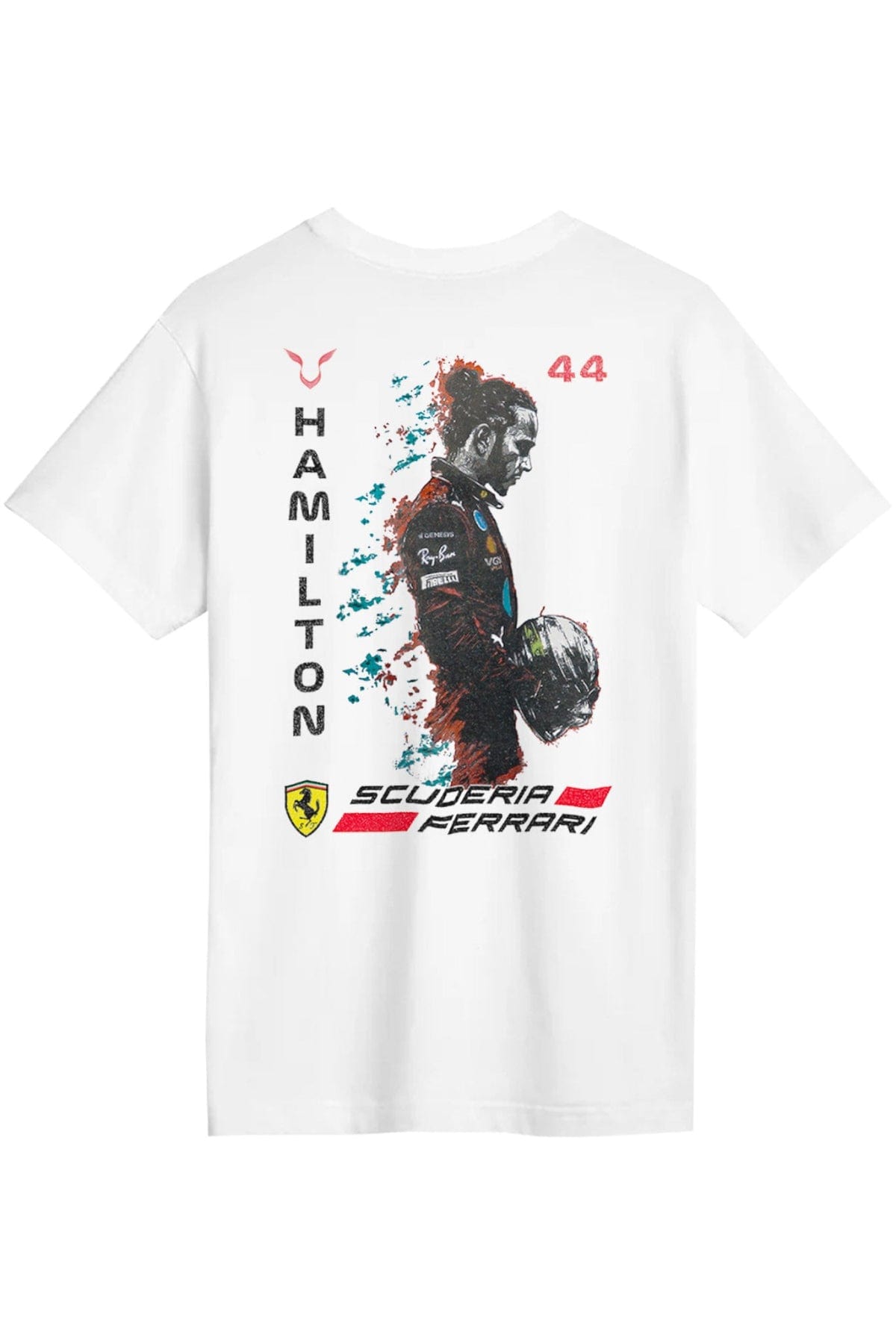 Lewis Hamilton Ferrari Graphic Tee, white Supima cotton t-shirt.
