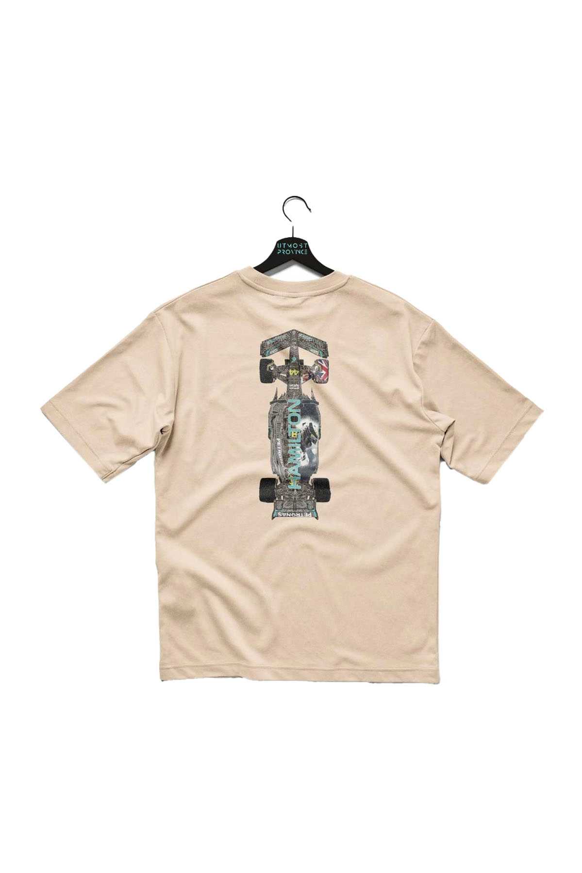 Lewis Hamilton Mercedes F1 Race Car T Shirt Ivory