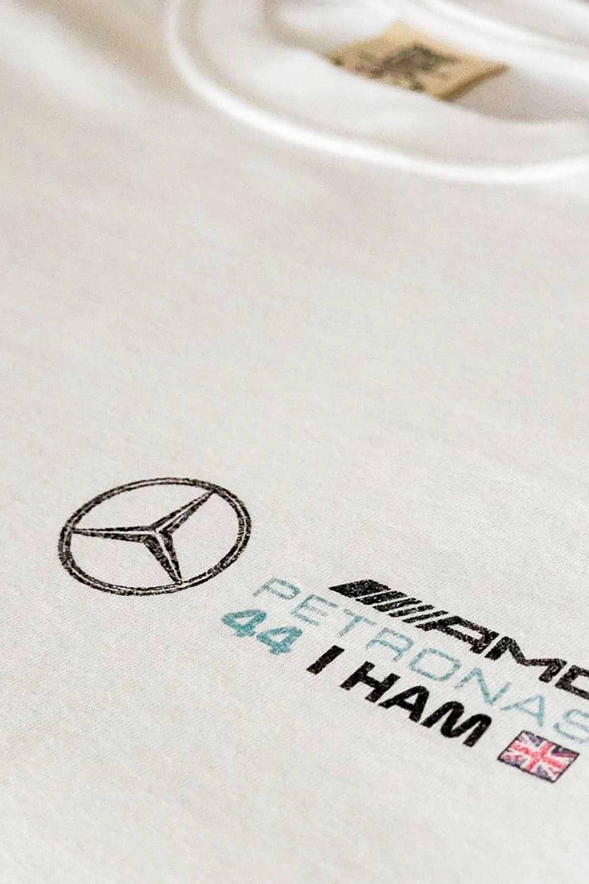 Utmost Province Mercedes F1 shirt inspired by Lewis Hamilton, highlighting the graphic design on the front of the Comfort Colors shirt.