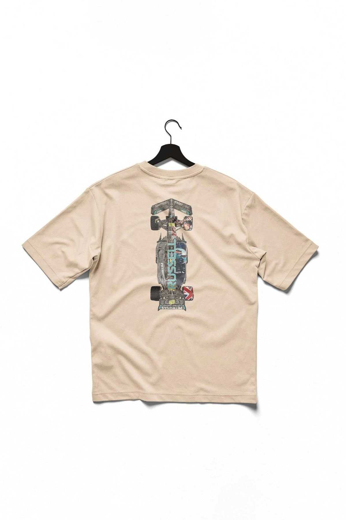 Mercedes F1 Race Car T Shirt George Russell Merch Ivory