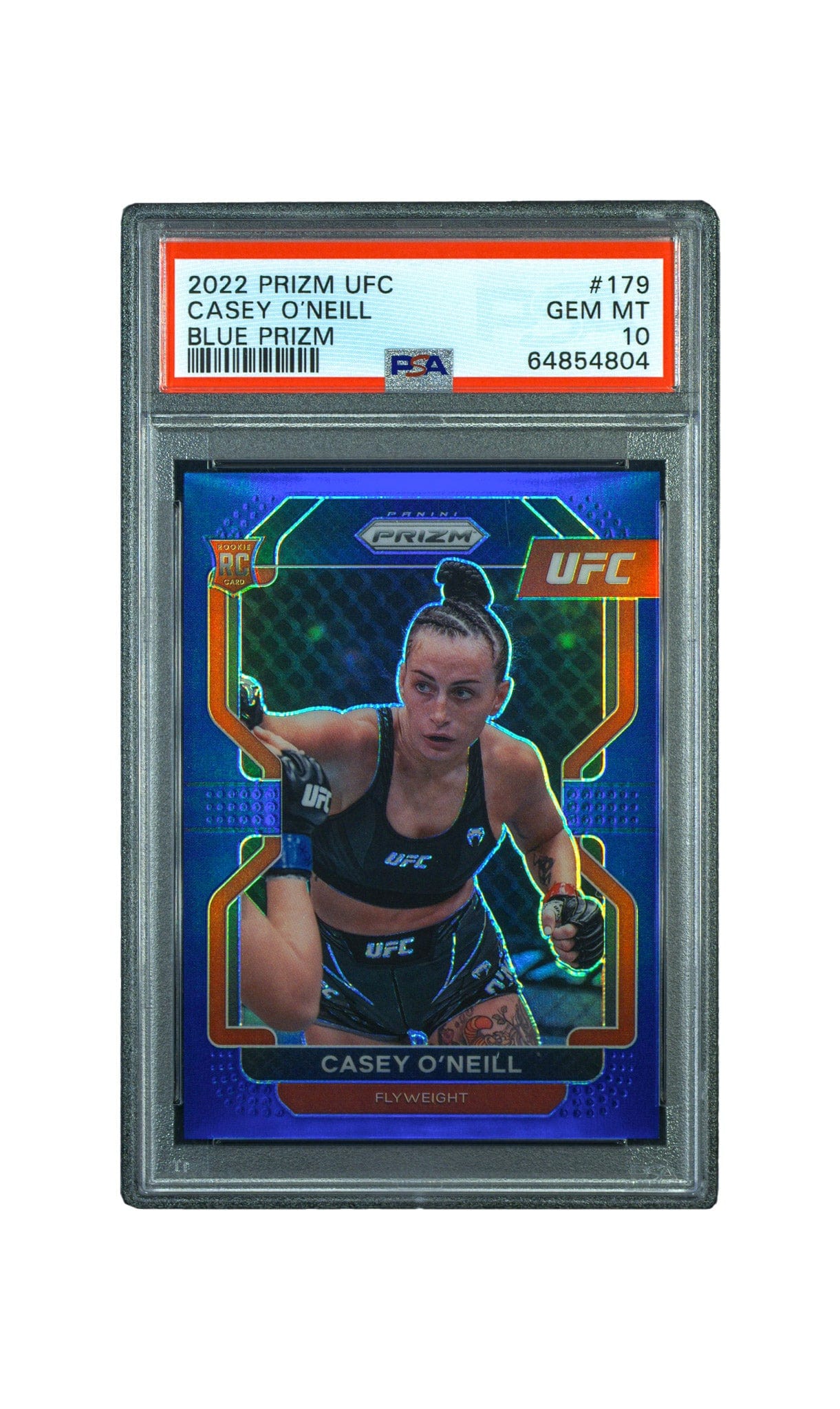 PSA graded trading card of Casey O'Neill from the 2022 Panini Prizm UFC set. 
