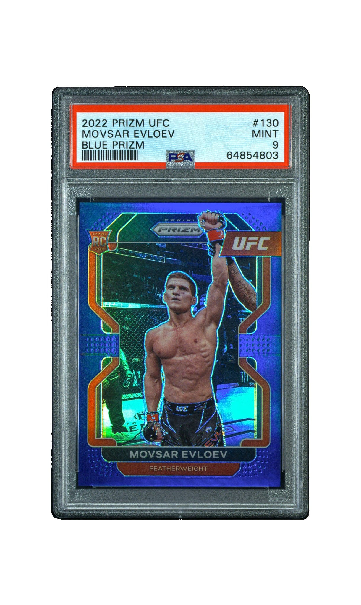 2022 Prizm UFC #130 Movsar Evloev Blue Prizm Rookie Card #/199