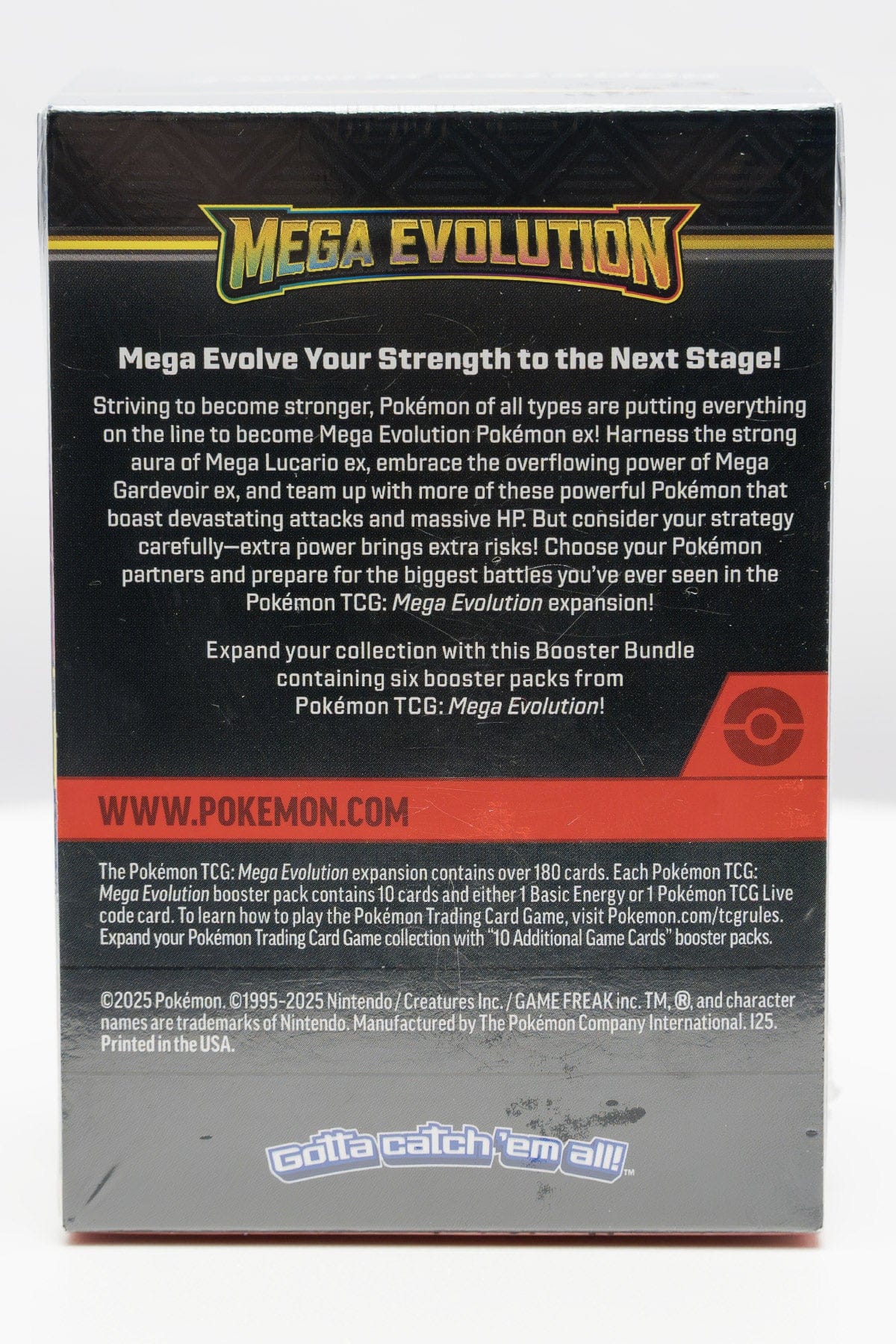 Back of a Pokémon TCG: Mega Evolution booster bundle