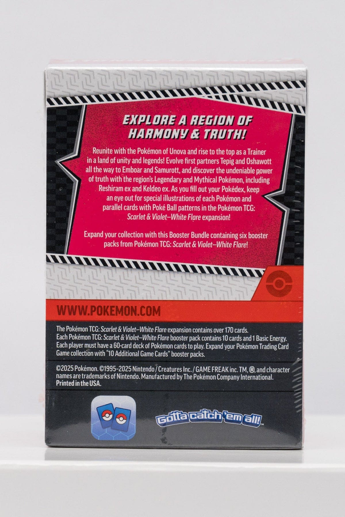 Back of a White Flare Booster Bundle with a white background.