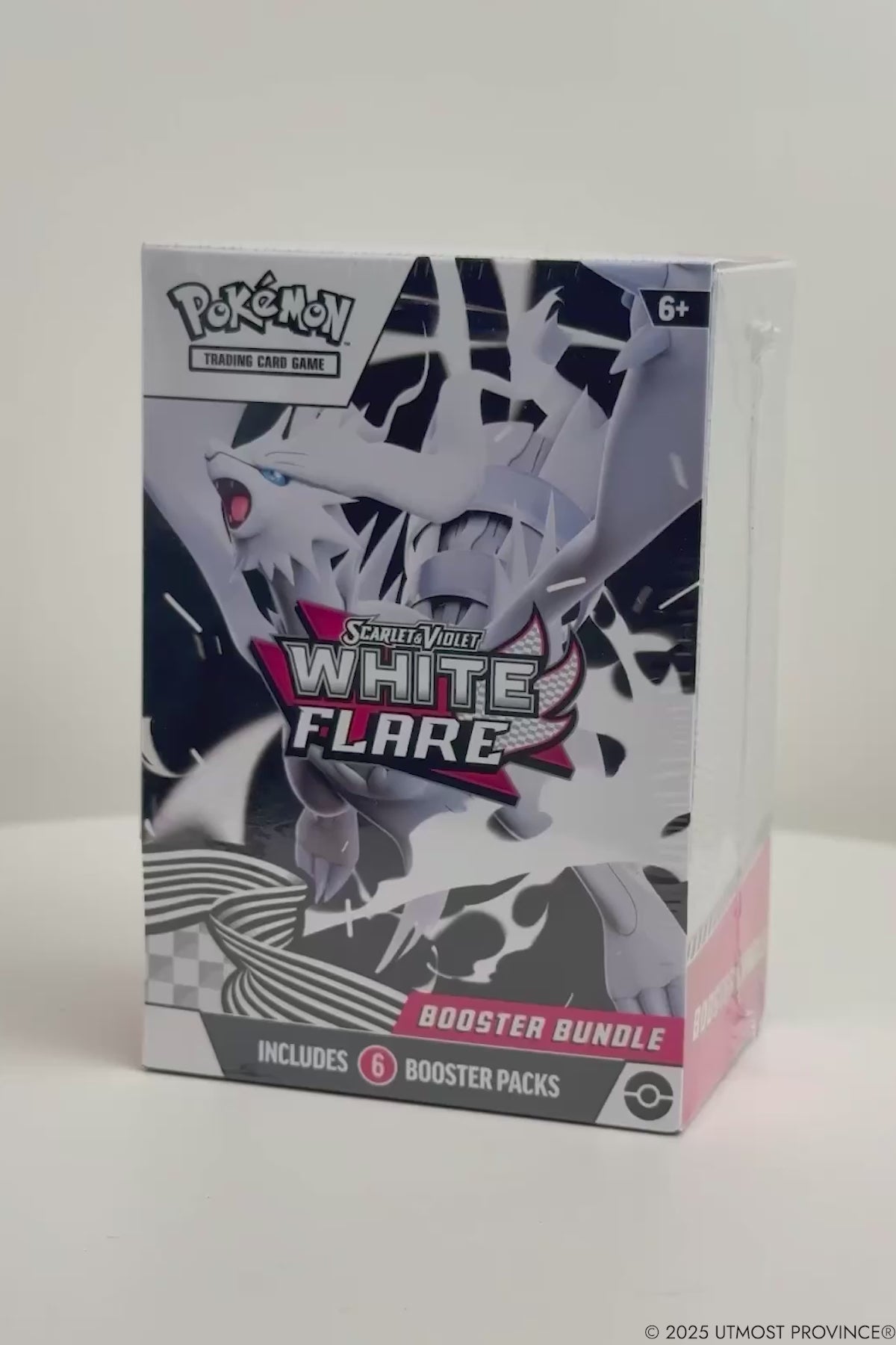 Short clip of a Pokemon White Flare Booster Bundle, showing a preview of the sealed product for Utmost Province.