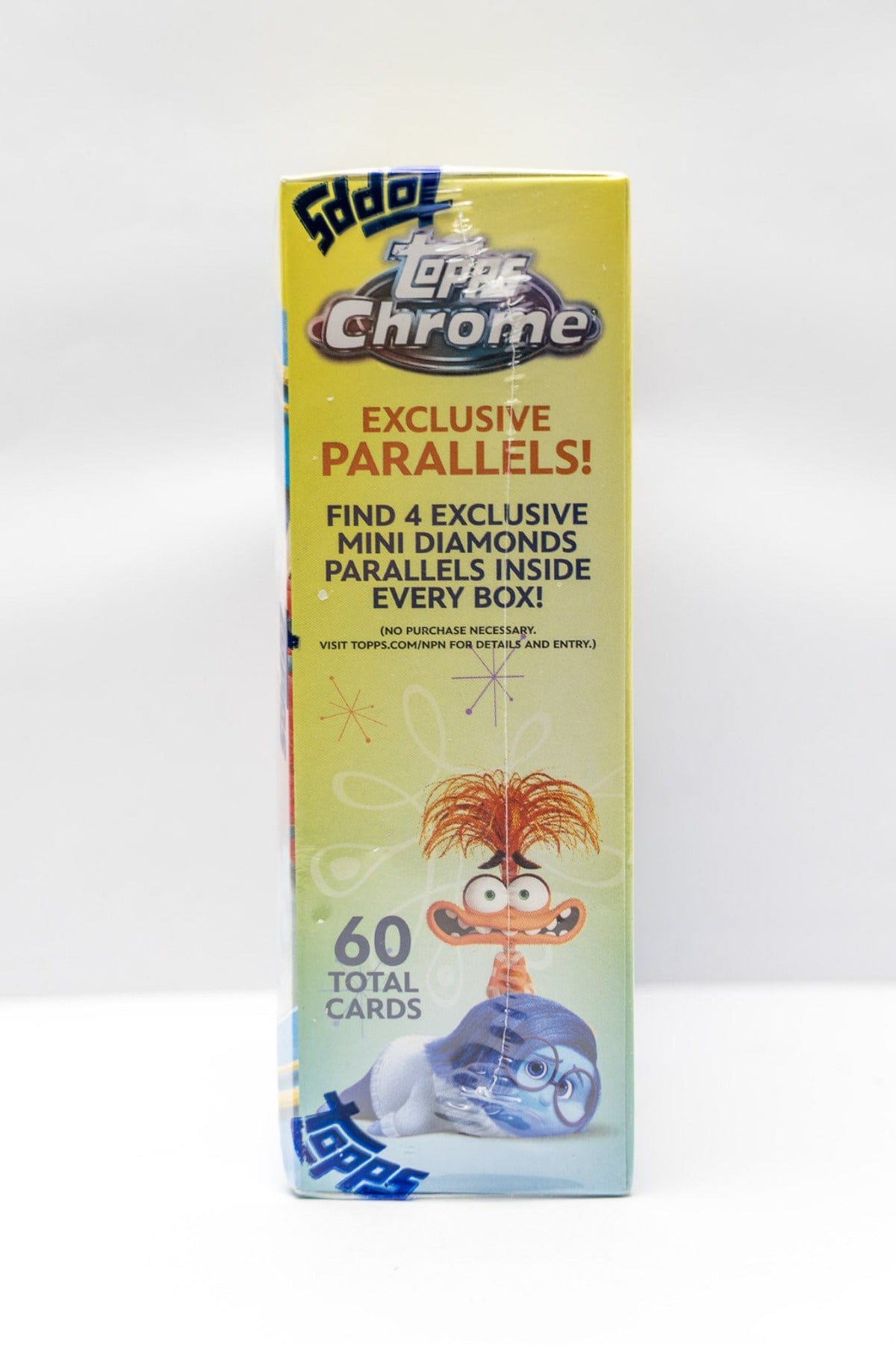 Right side of a Topps Chrome Trading Card Box.