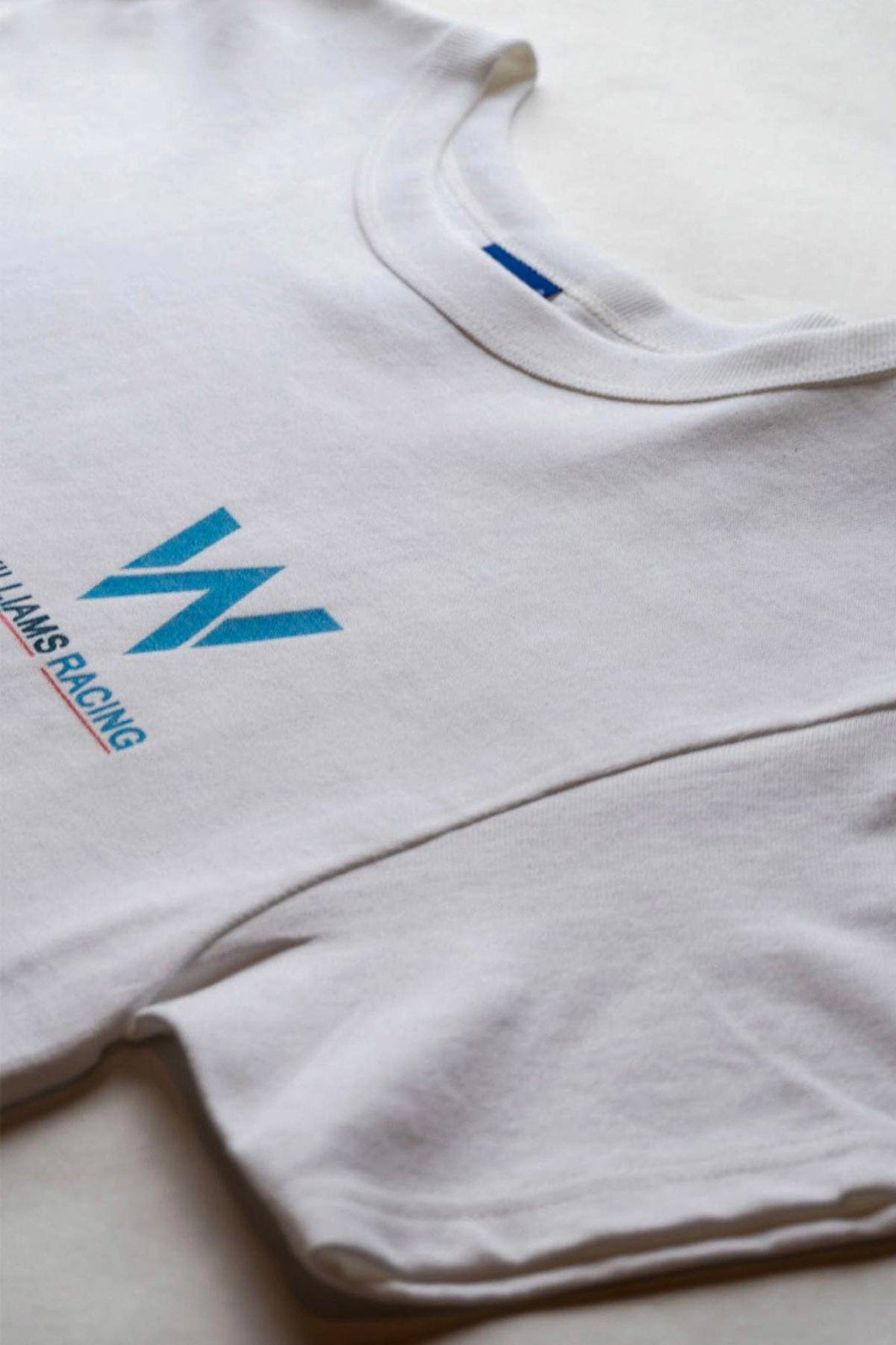 Close up of Utmost Province custom Williams F1 team inspired crop top.