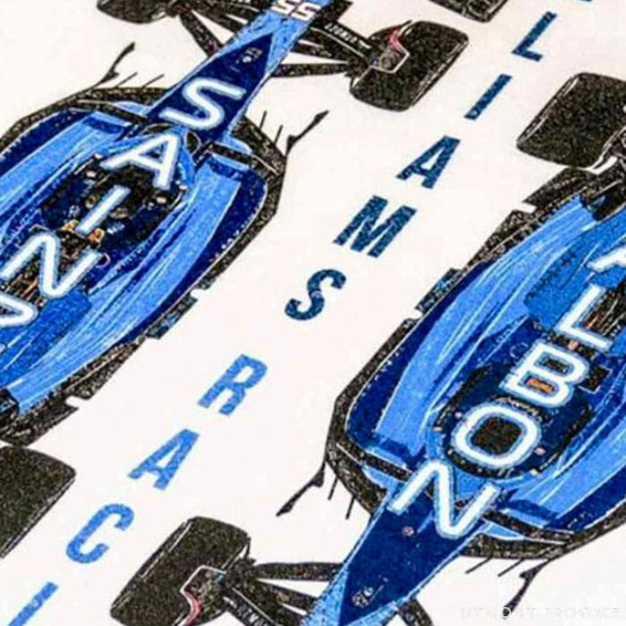 Williams F1 merch handmade by Utmost Province.
