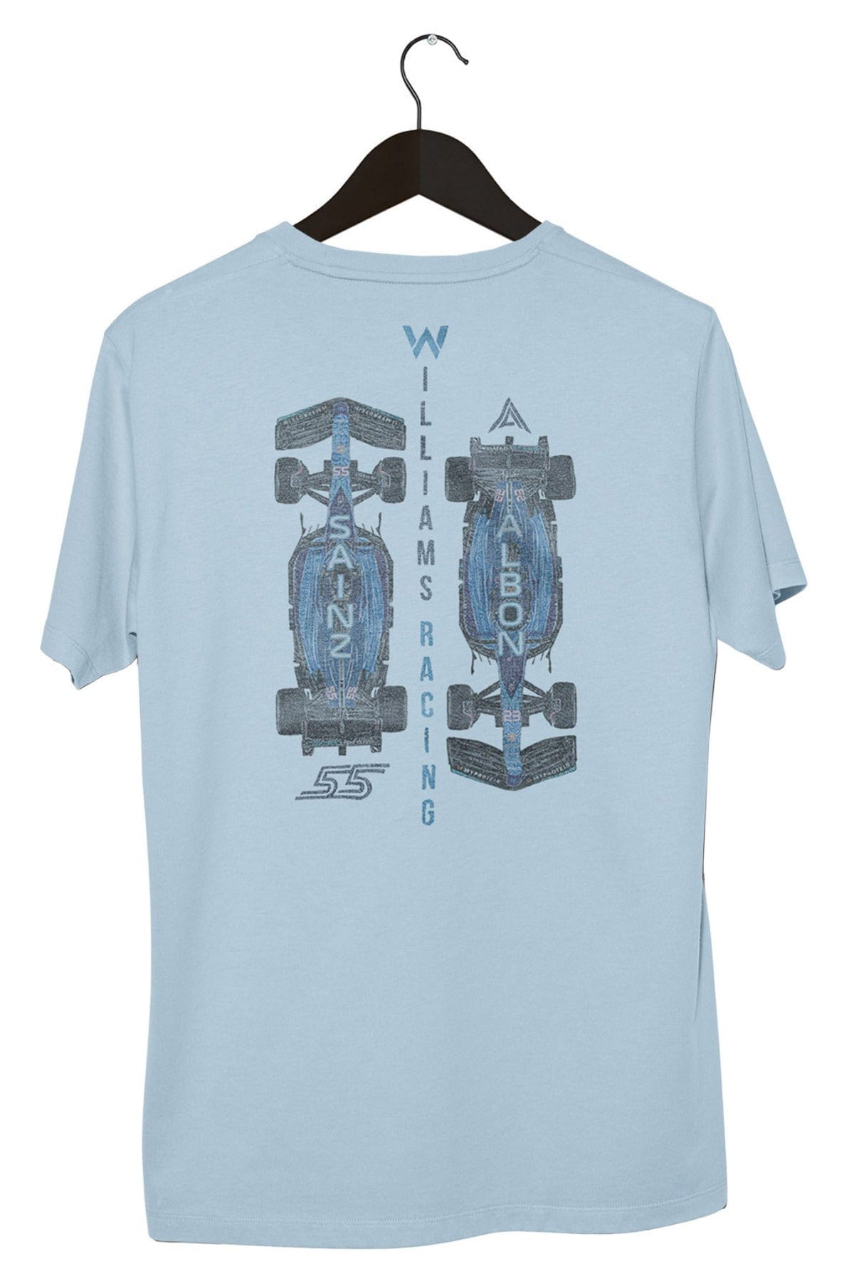 Back of a light blue Utmost Province custom F1 shirt.