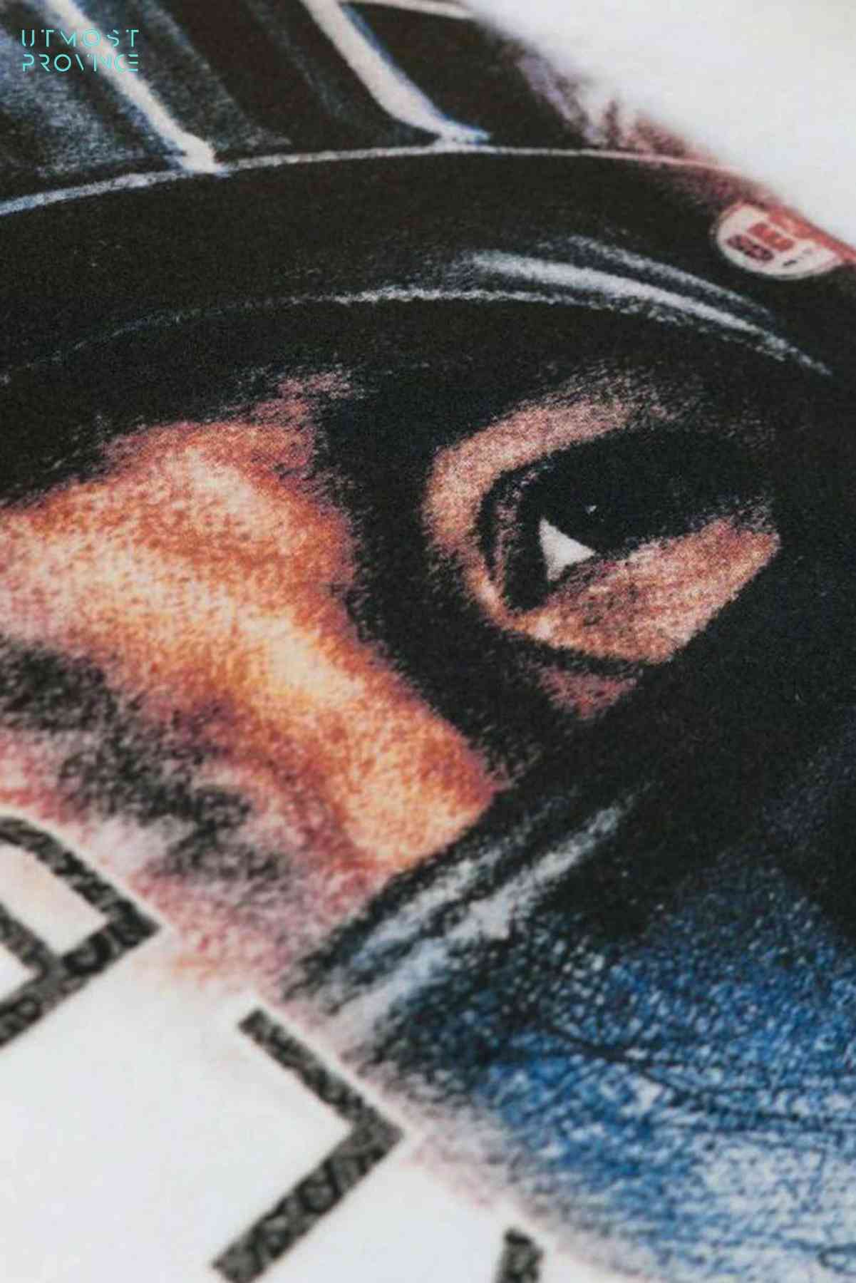 Close up of the design on the back of the Formula 1 shirt inspired by Alex Albon